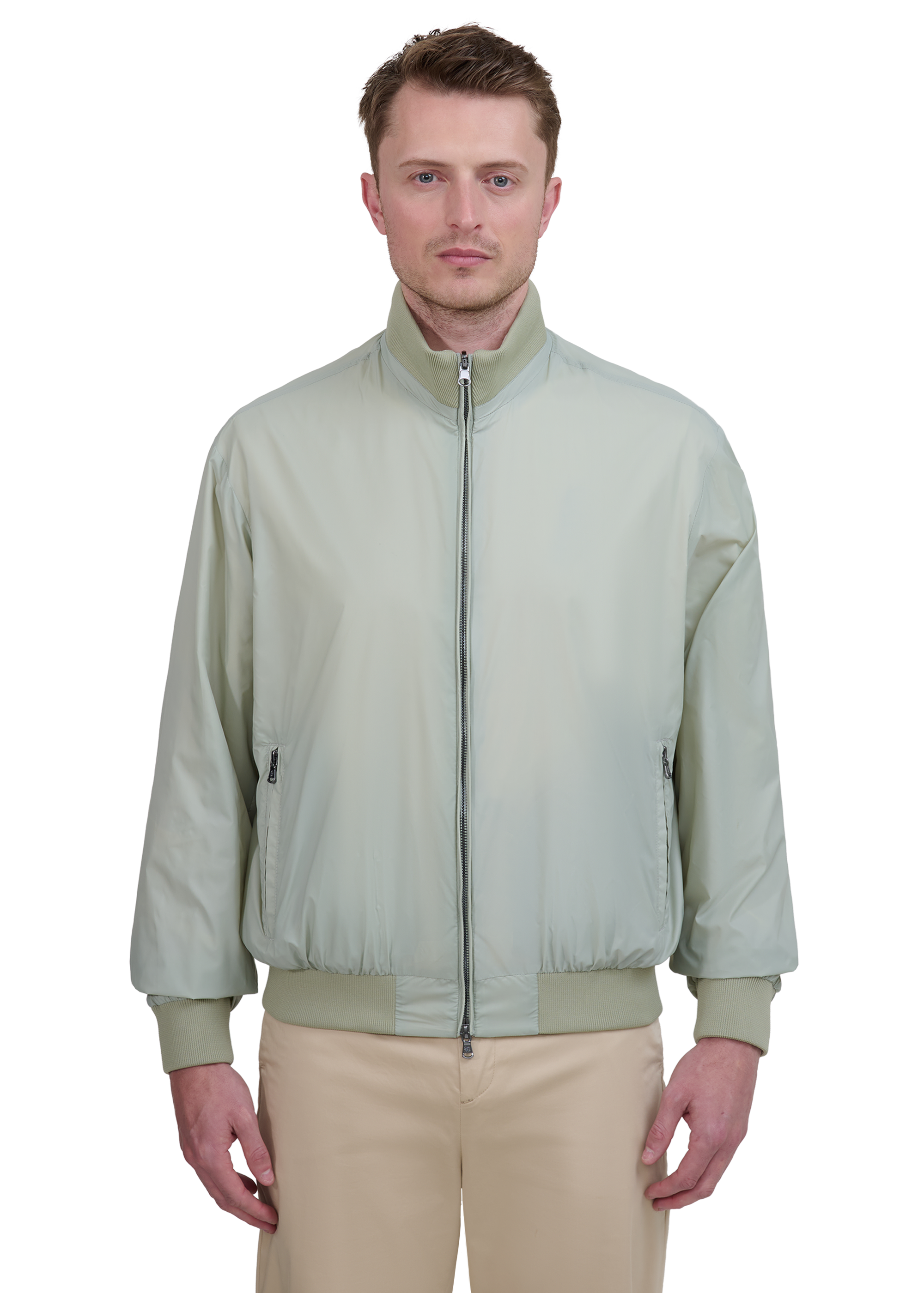 Sandbanks Reversible Funnel Neck Bomber - Sage/Stone