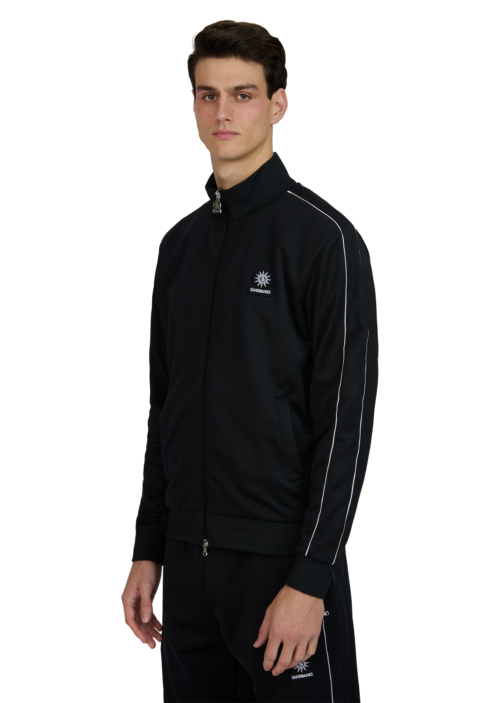 Sandbanks Piped Tricot Track Jacket - Black