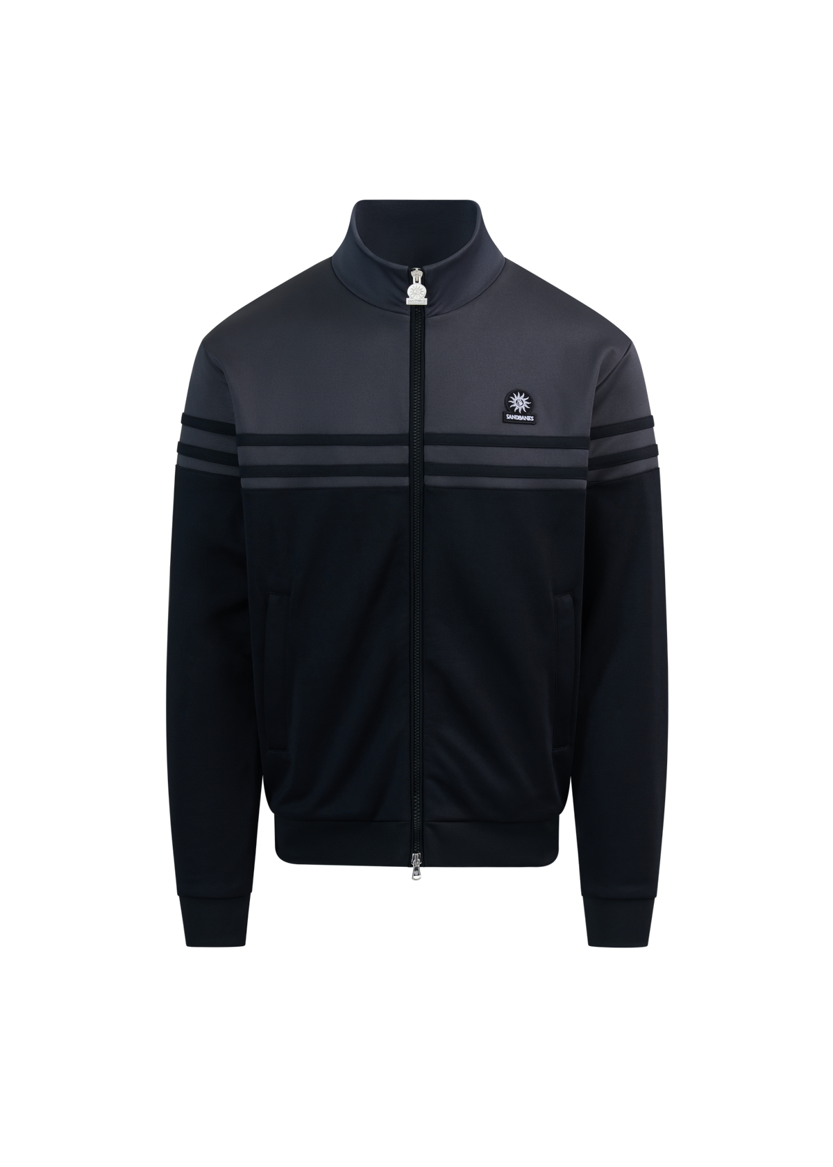 Contrast Stripe Appliqué Track Jacket - Black/Anthracite