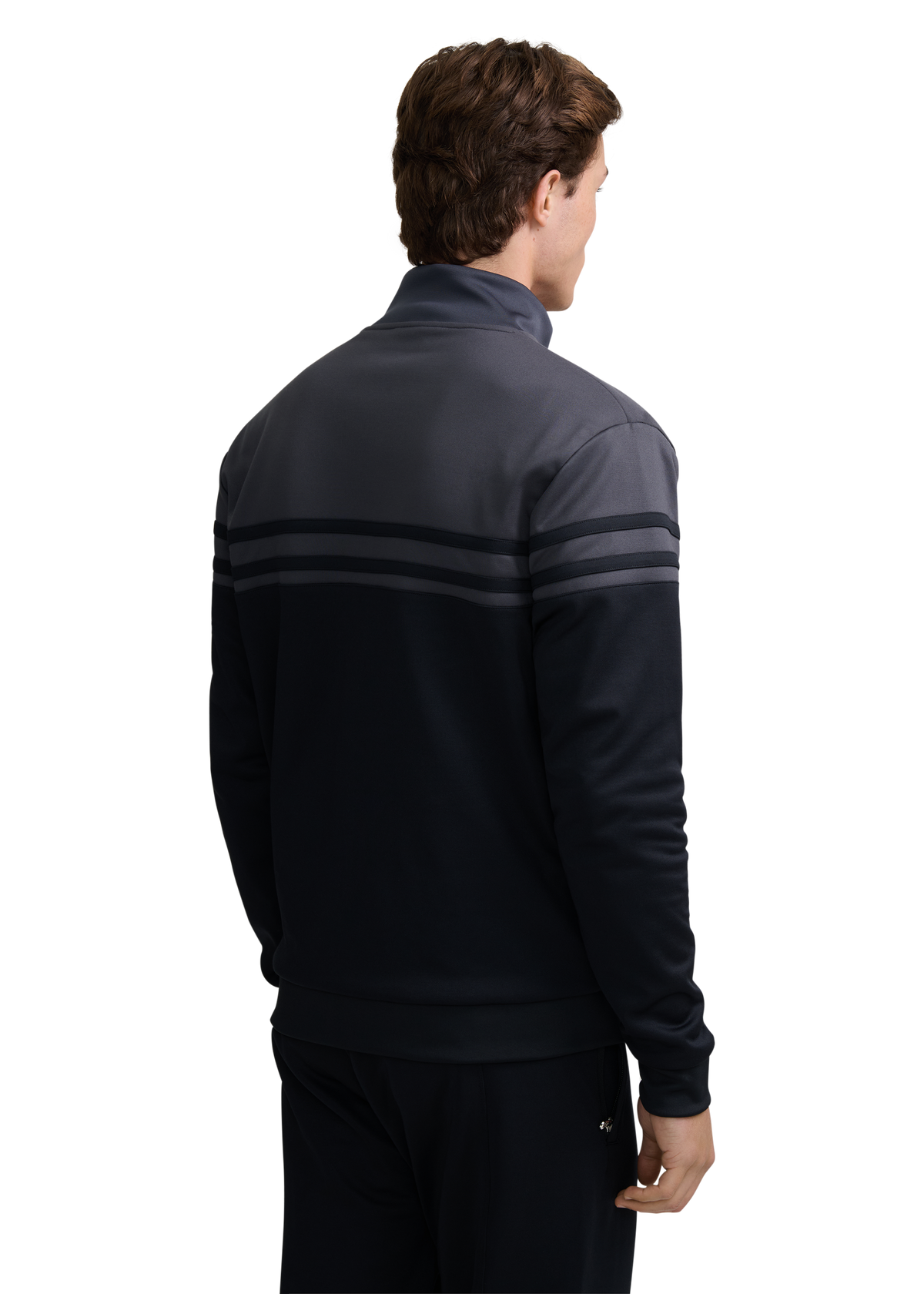 Contrast Stripe Appliqué Track Jacket - Black/Anthracite