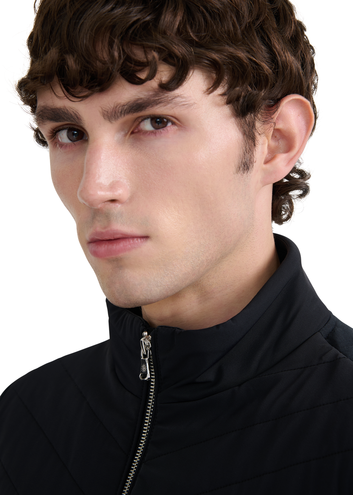 Chevron Quilted Knit Sweatshirt - Black