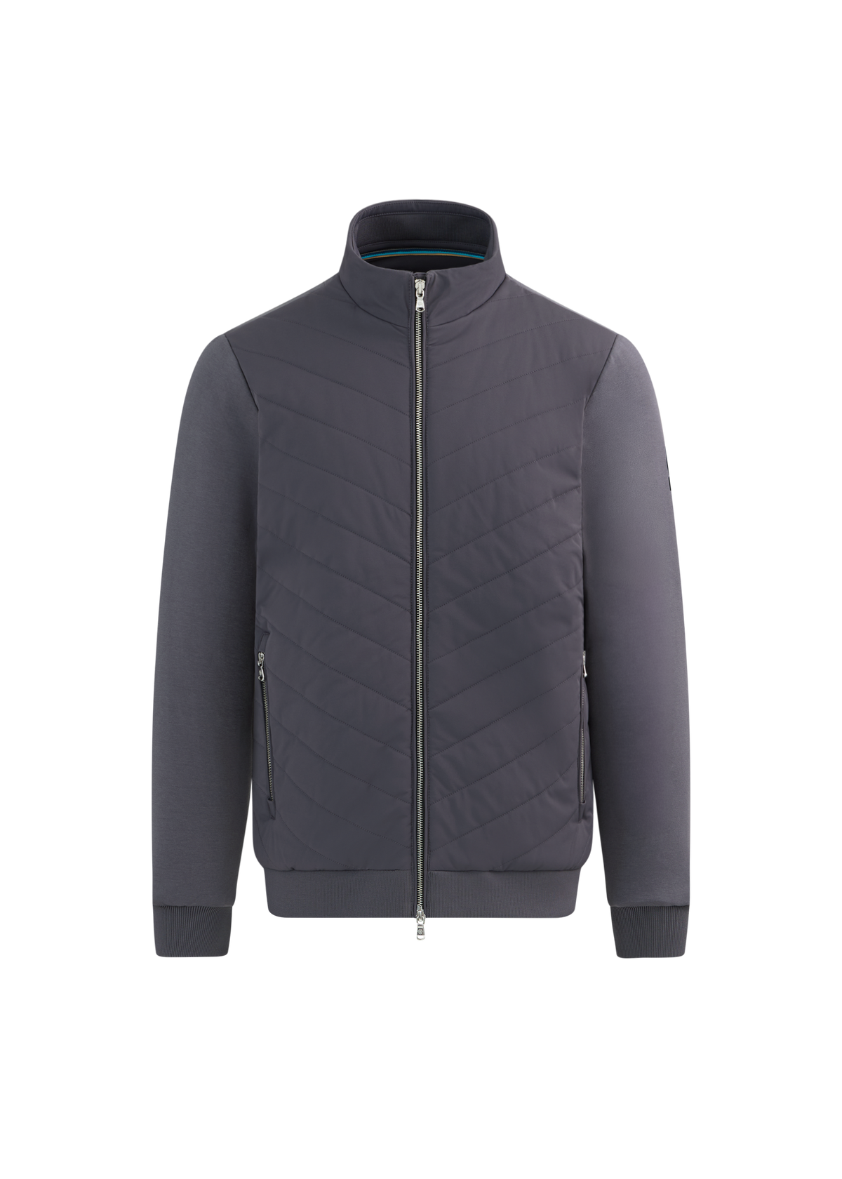 Chevron Quilted Interlock Sweatshirt - Charcoal