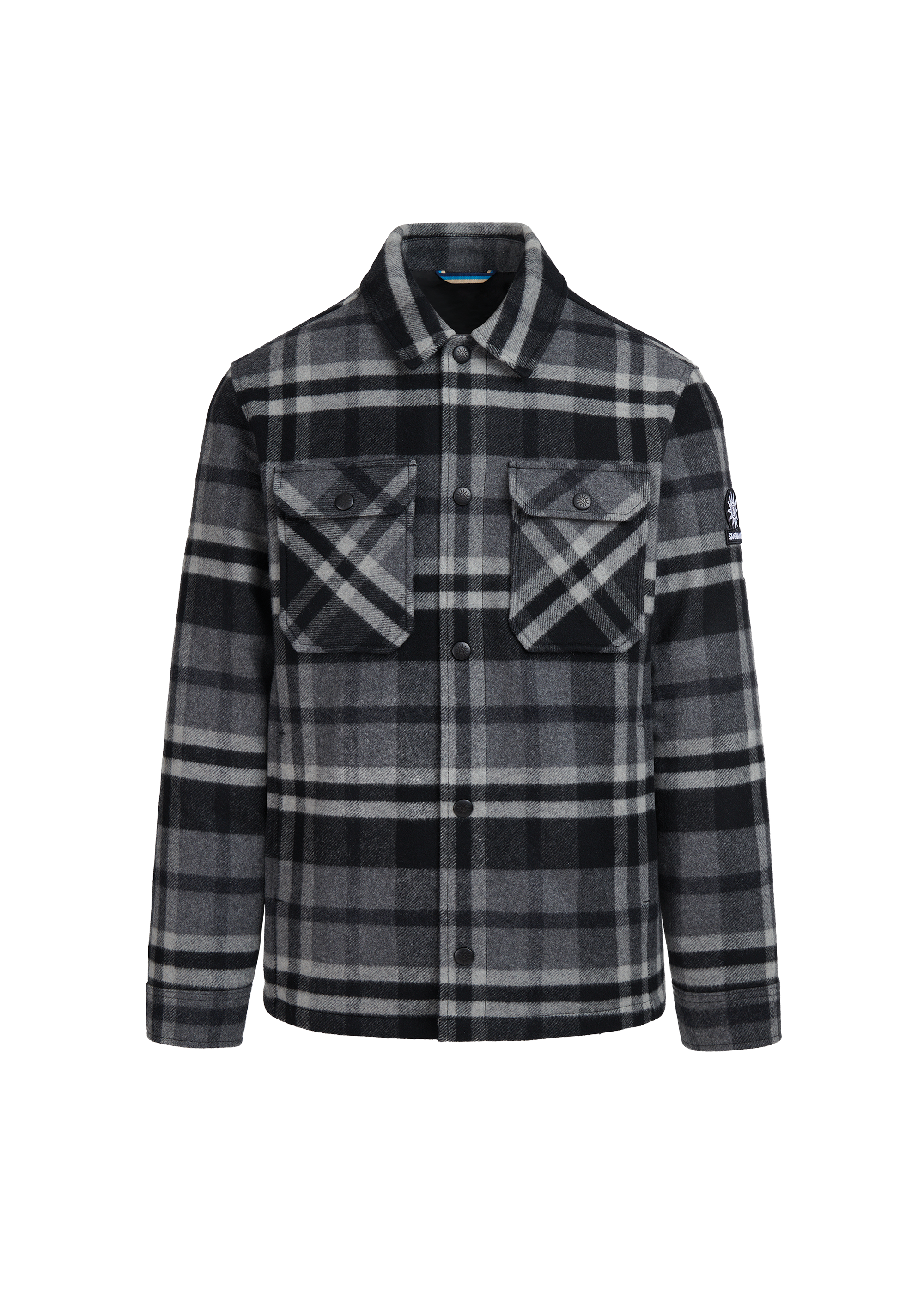 Sandbanks Badbury Check Quilted Wool Blend Overshirt - Charcoal