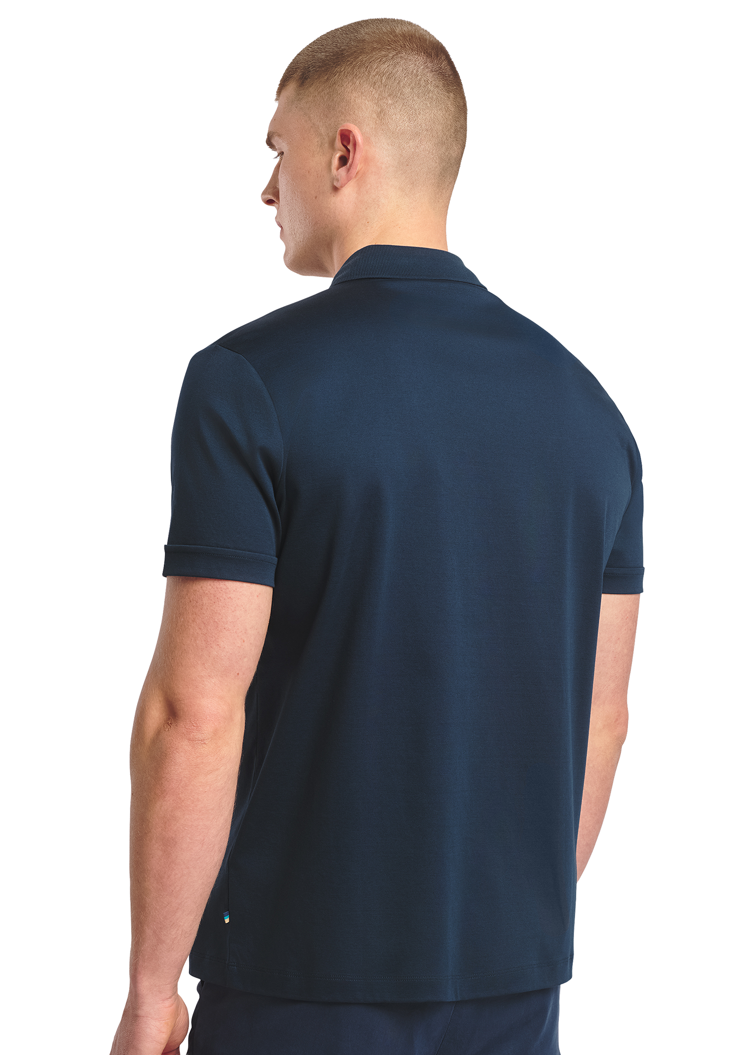 Sandbanks Full Button Interlock Polo Shirt - Navy