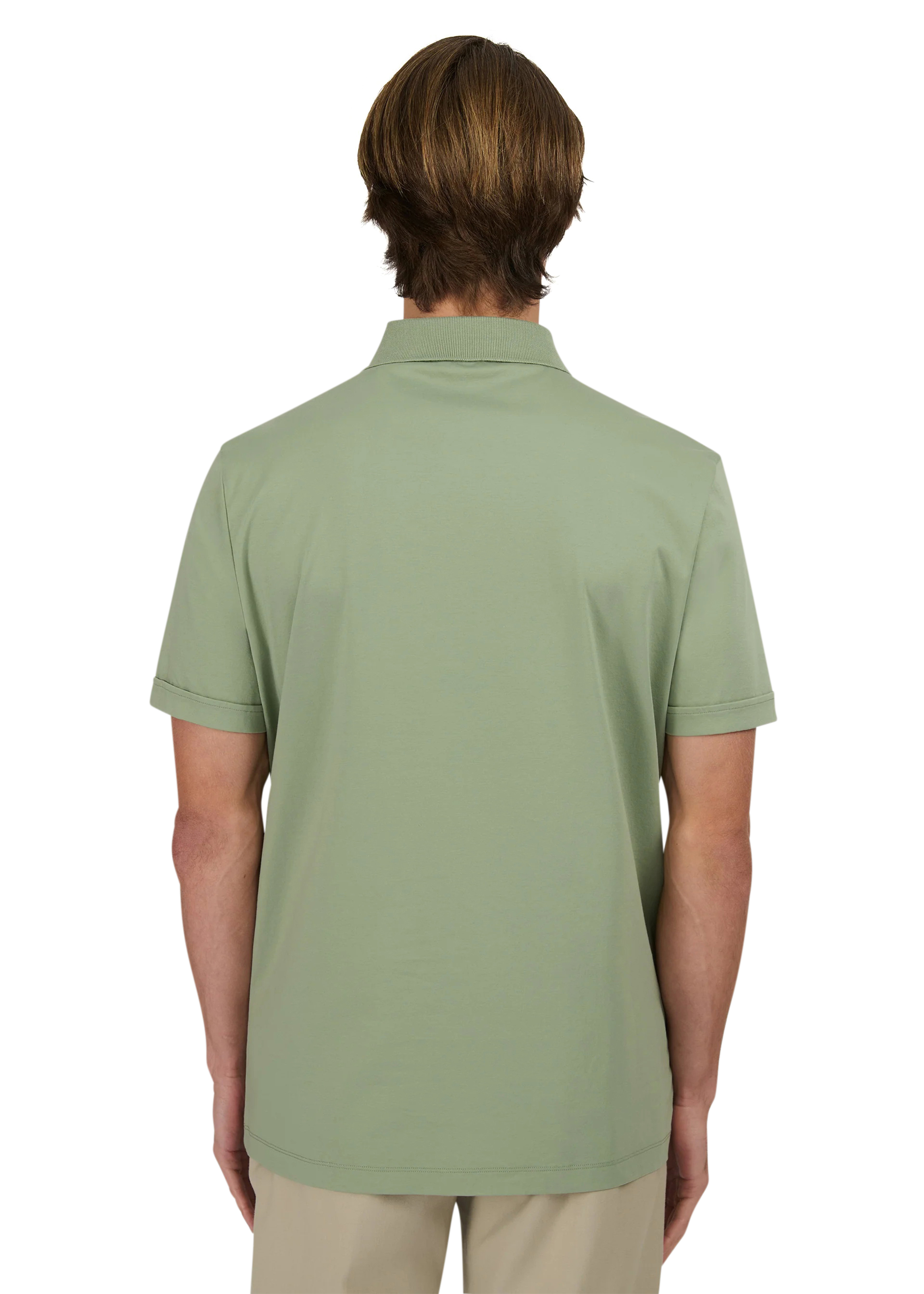 Sandbanks Full Button Interlock Polo Shirt - Sage