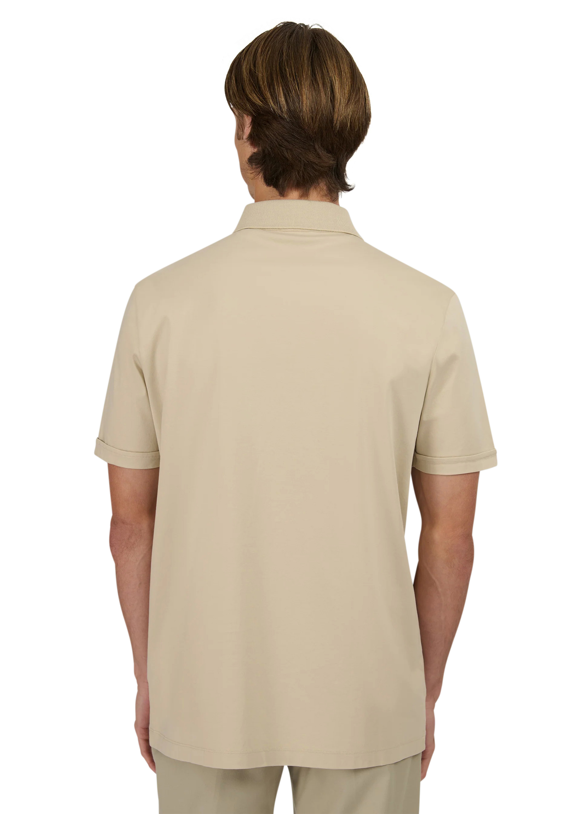 Sandbanks Full Button Interlock Polo Shirt - Stone