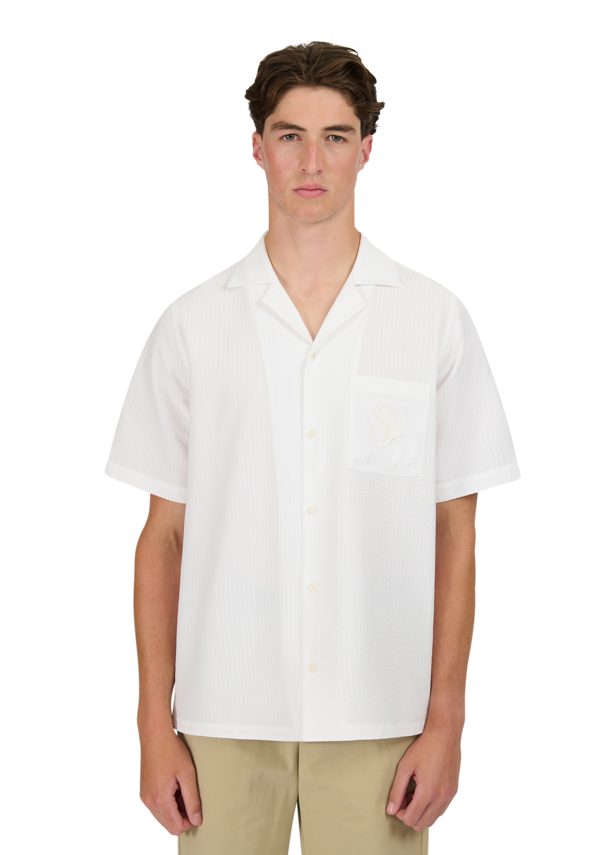 Sandbanks SB Seersucker Resort Shirt - White