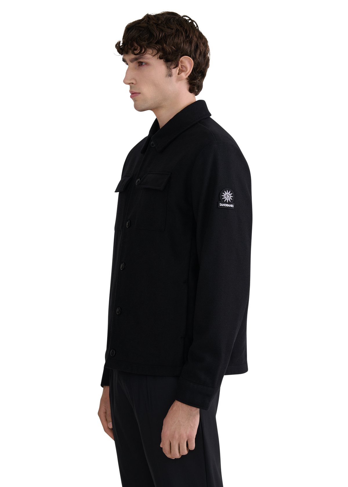 Langton Double Pocket Wool Blend Overshirt - Black