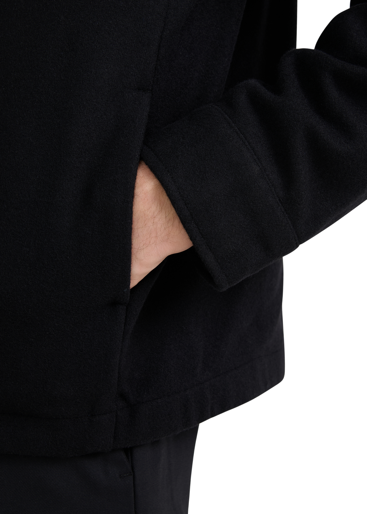 Langton Double Pocket Wool Blend Overshirt - Black