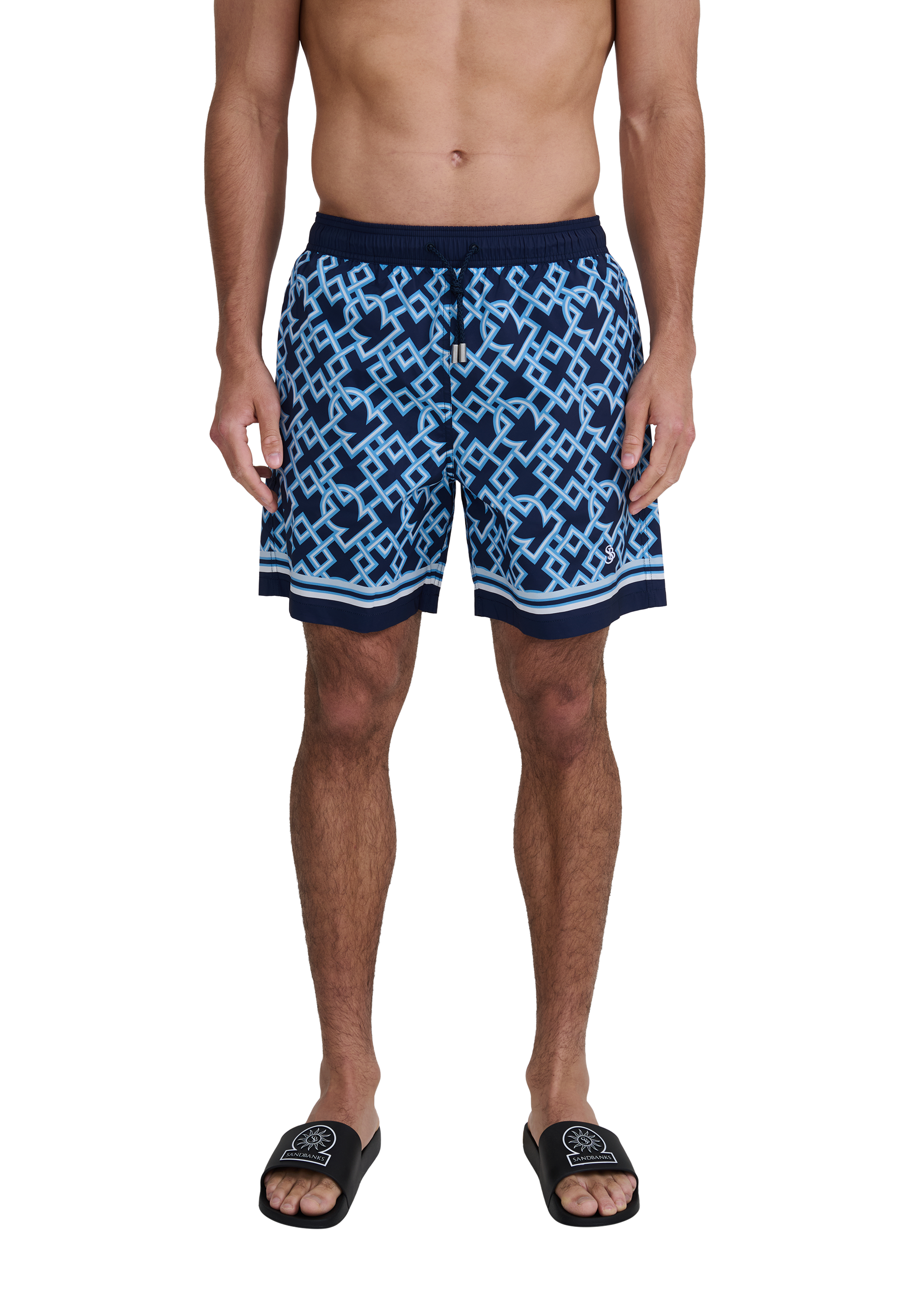 Sandbanks Mosaic Swim Shorts - Navy