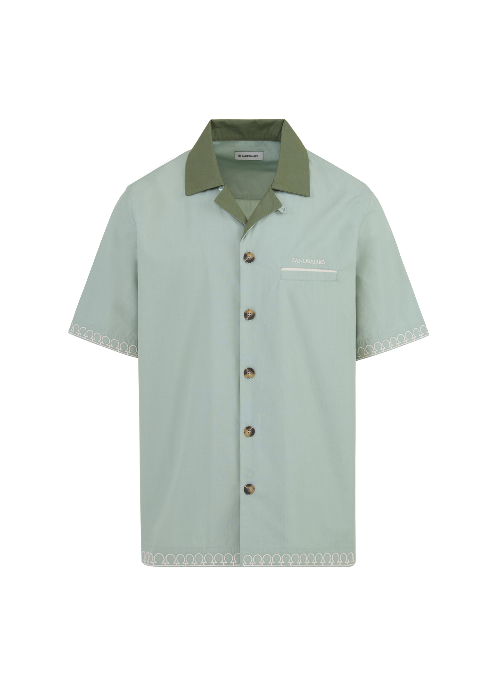 Embroidered Cuban Resort Shirt - Sage
