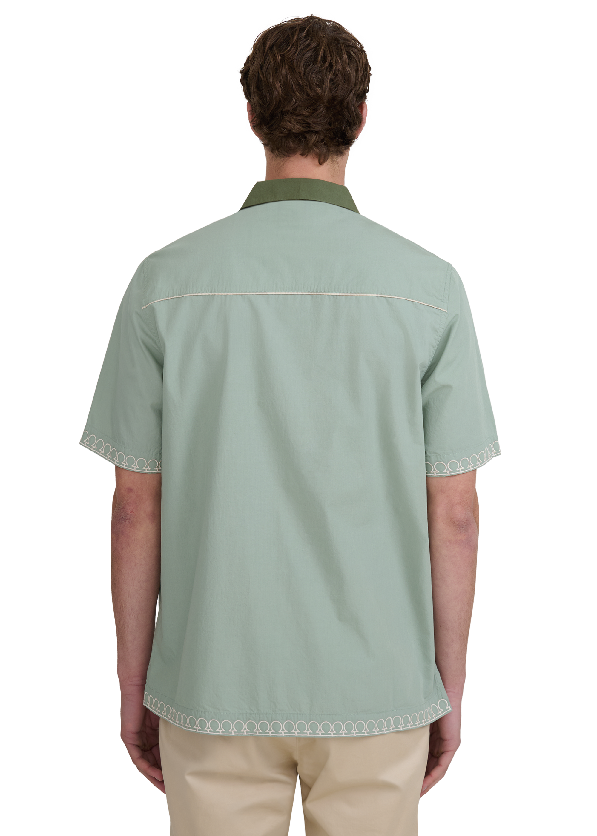 Embroidered Cuban Resort Shirt - Sage