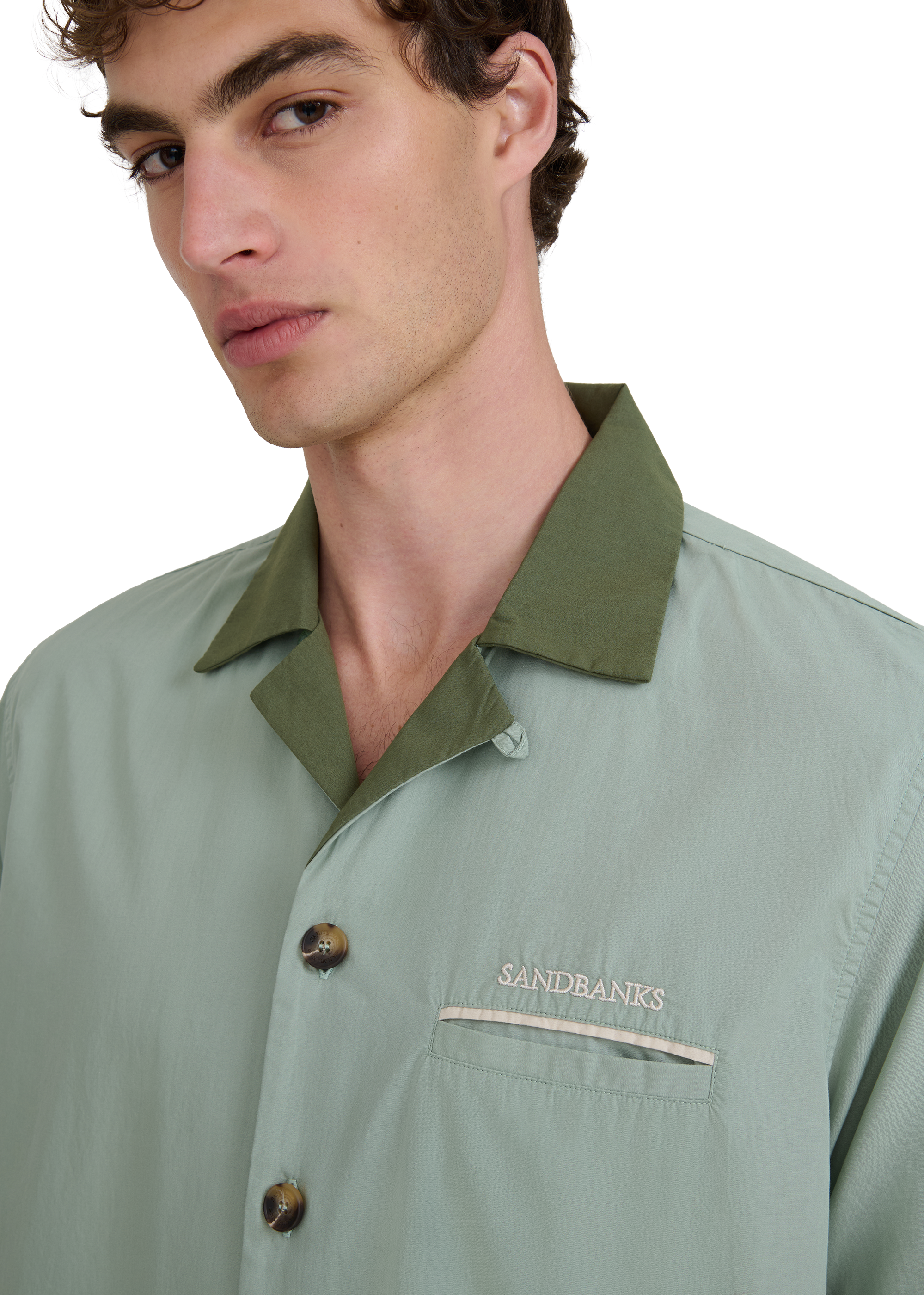 Embroidered Cuban Resort Shirt - Sage