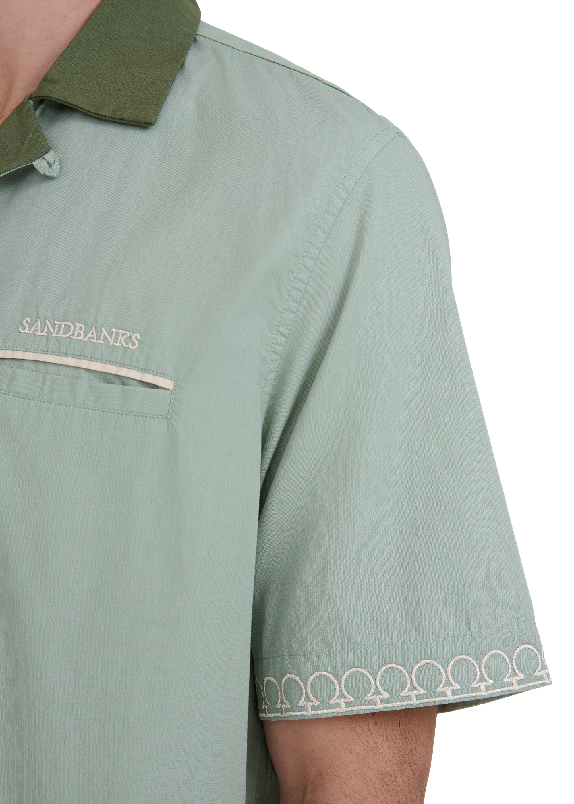 Embroidered Cuban Resort Shirt - Sage