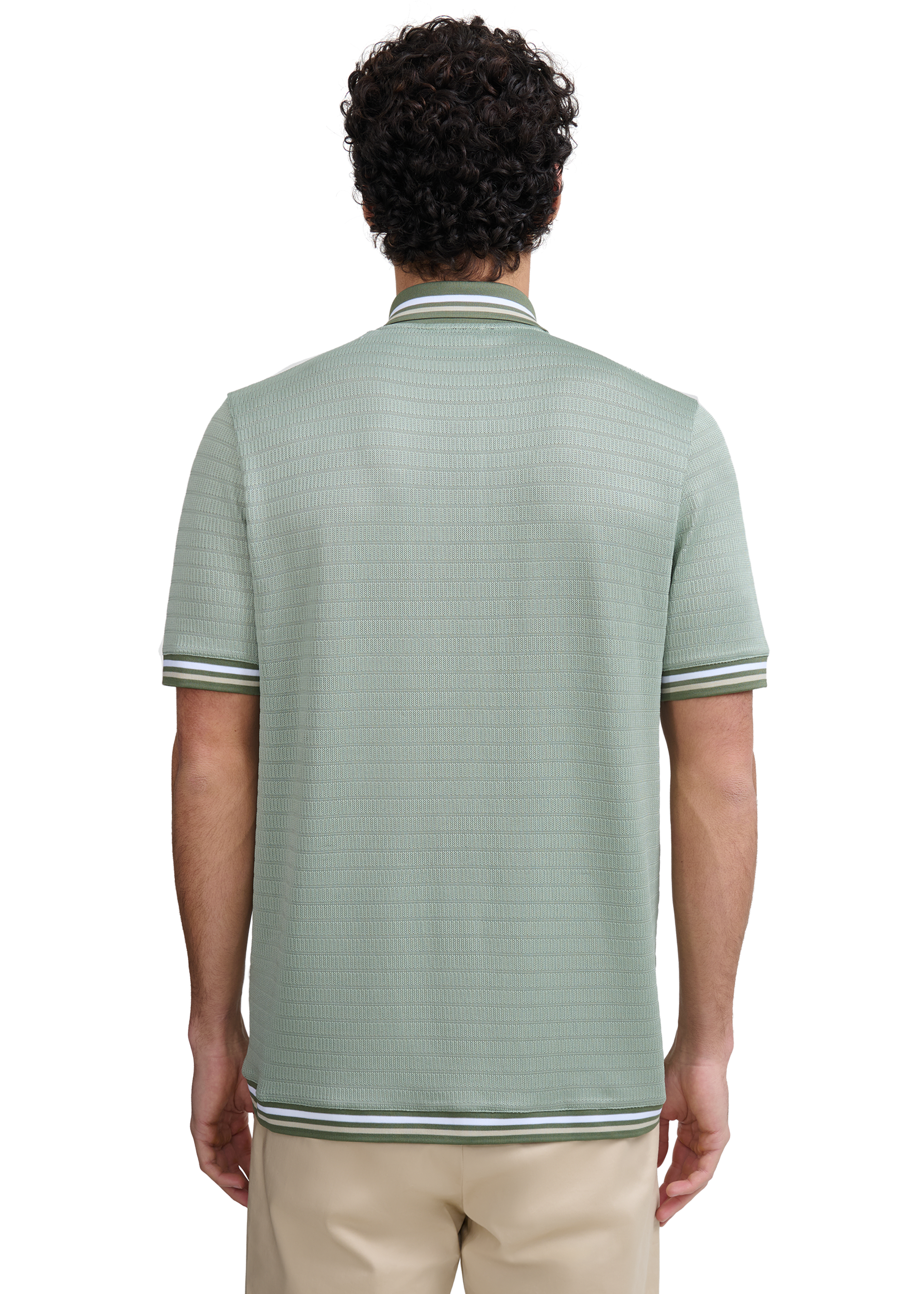 Textured Jacquard Polo Shirt - Sage
