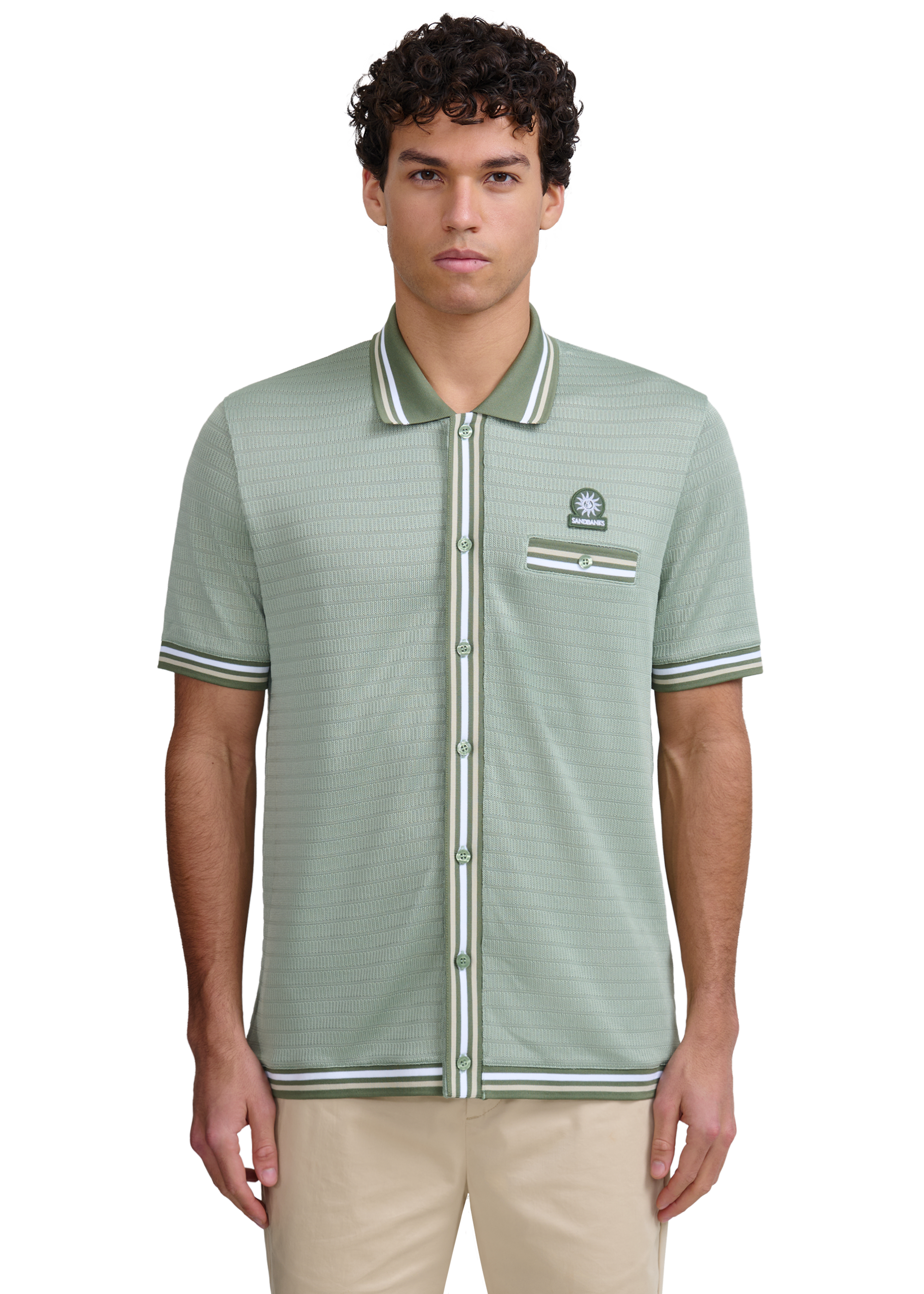 Textured Jacquard Polo Shirt - Sage