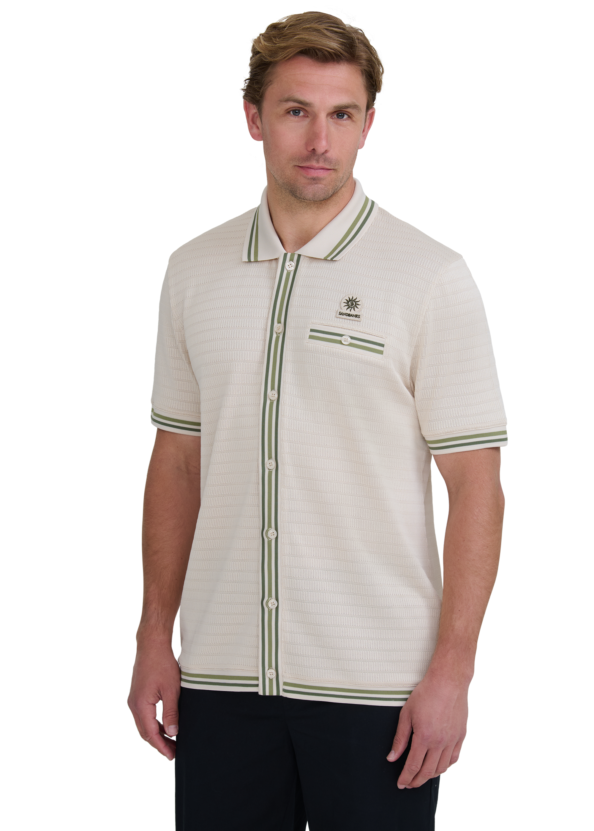 Textured Jacquard Polo Shirt - Stone