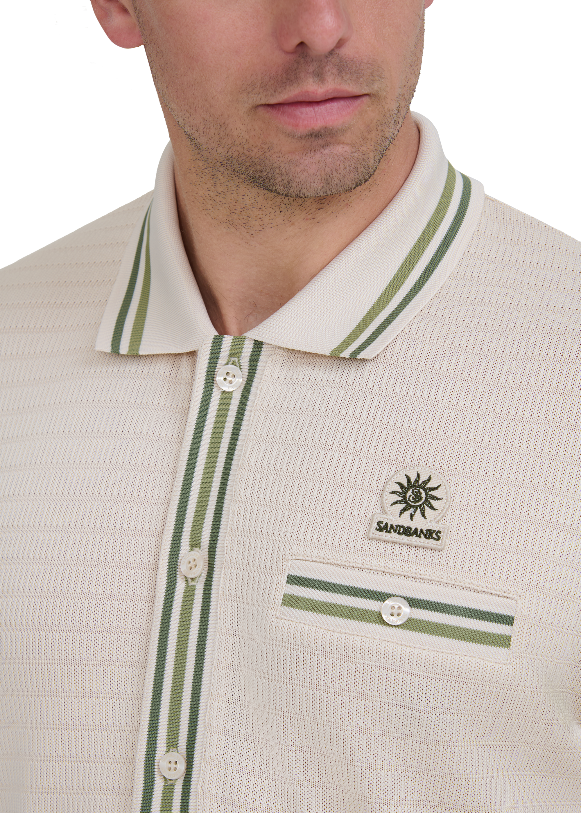 Textured Jacquard Polo Shirt - Stone