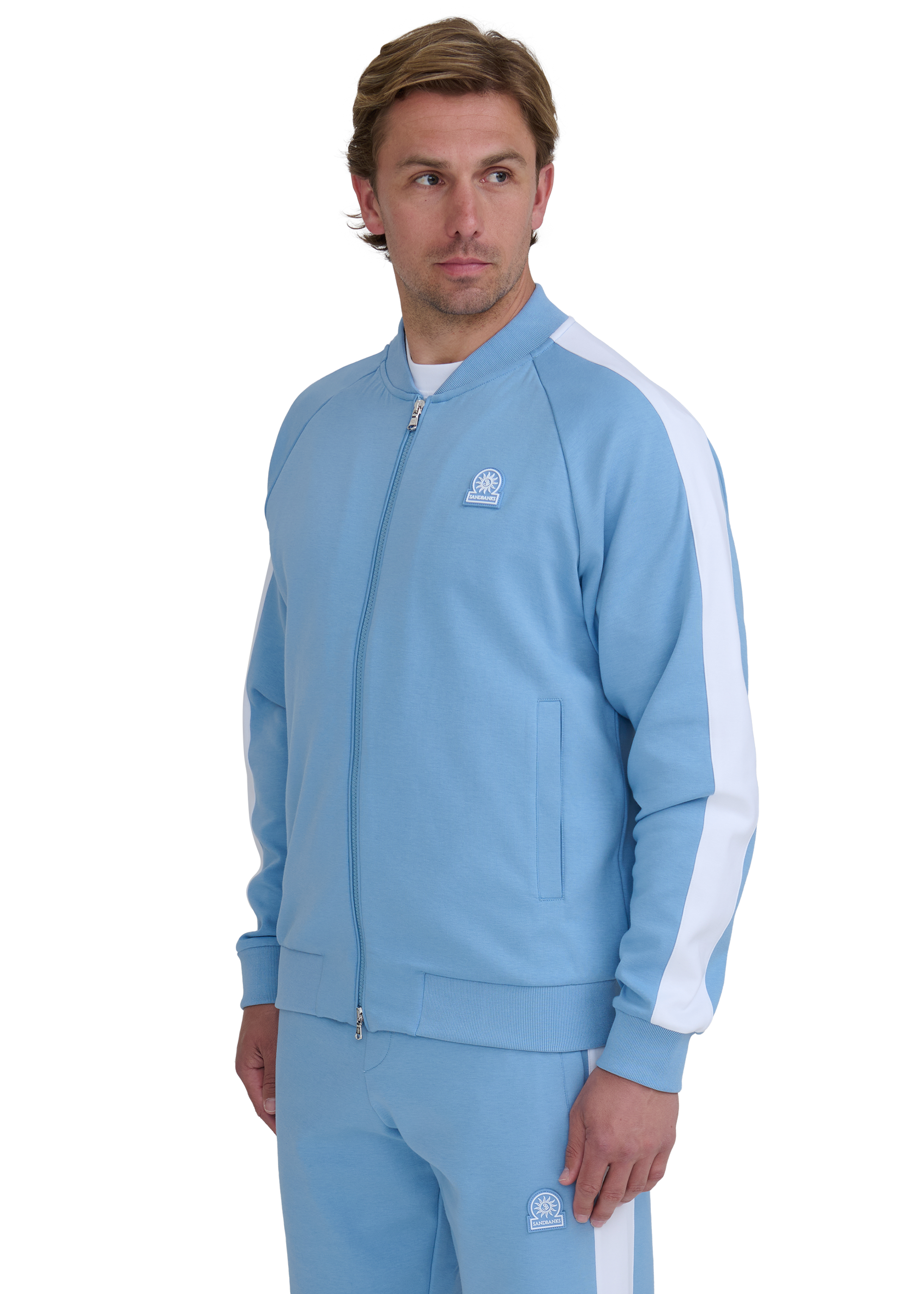 Interlock Panel Track Top - Dusty Blue