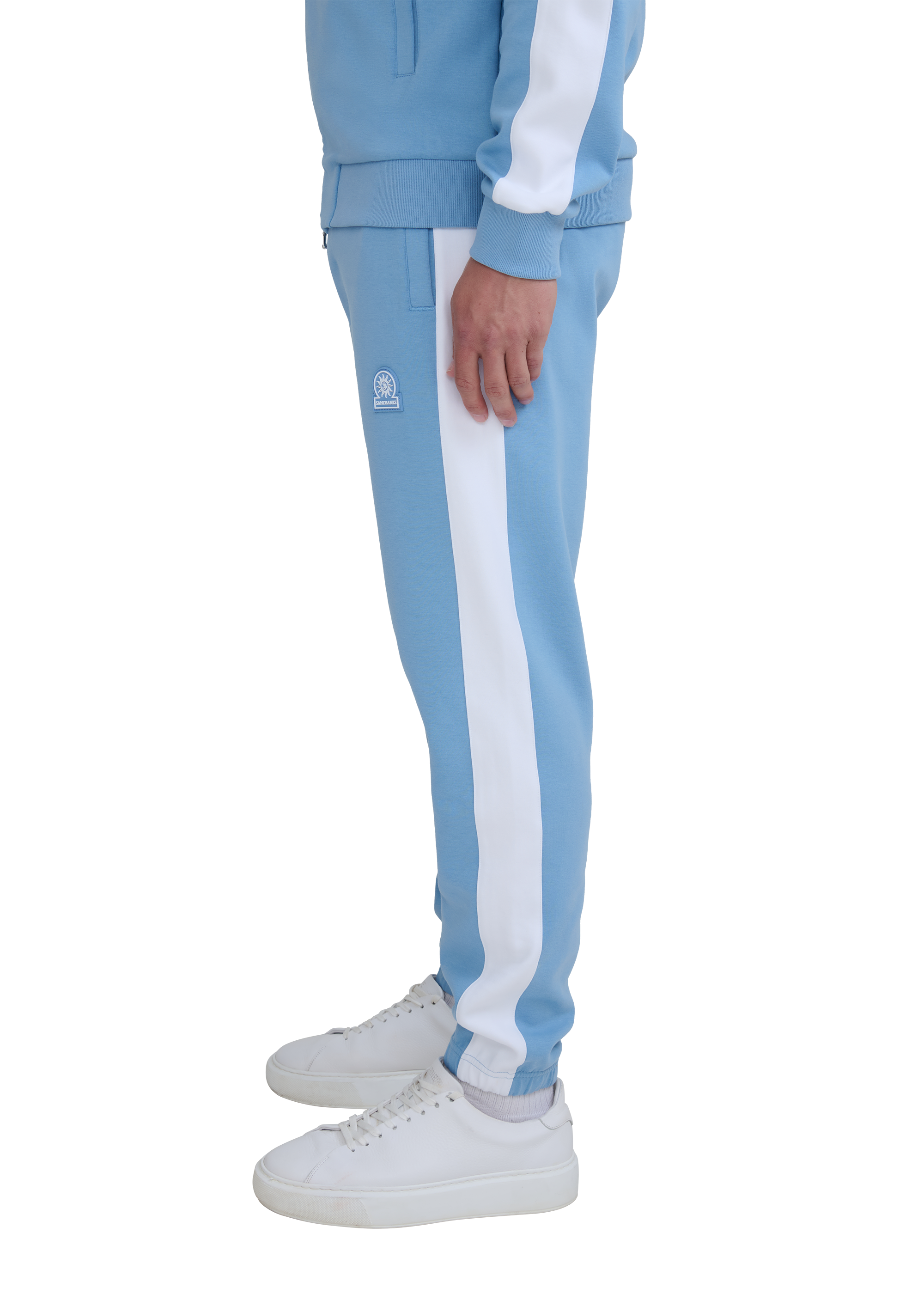 Interlock Panel Track Pant - Dusty Blue