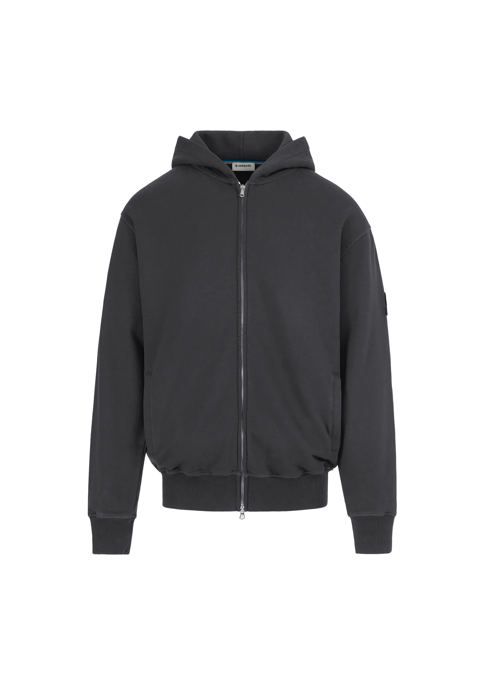 Sandbanks Badge Logo Zip Hoodie - Anthracite
