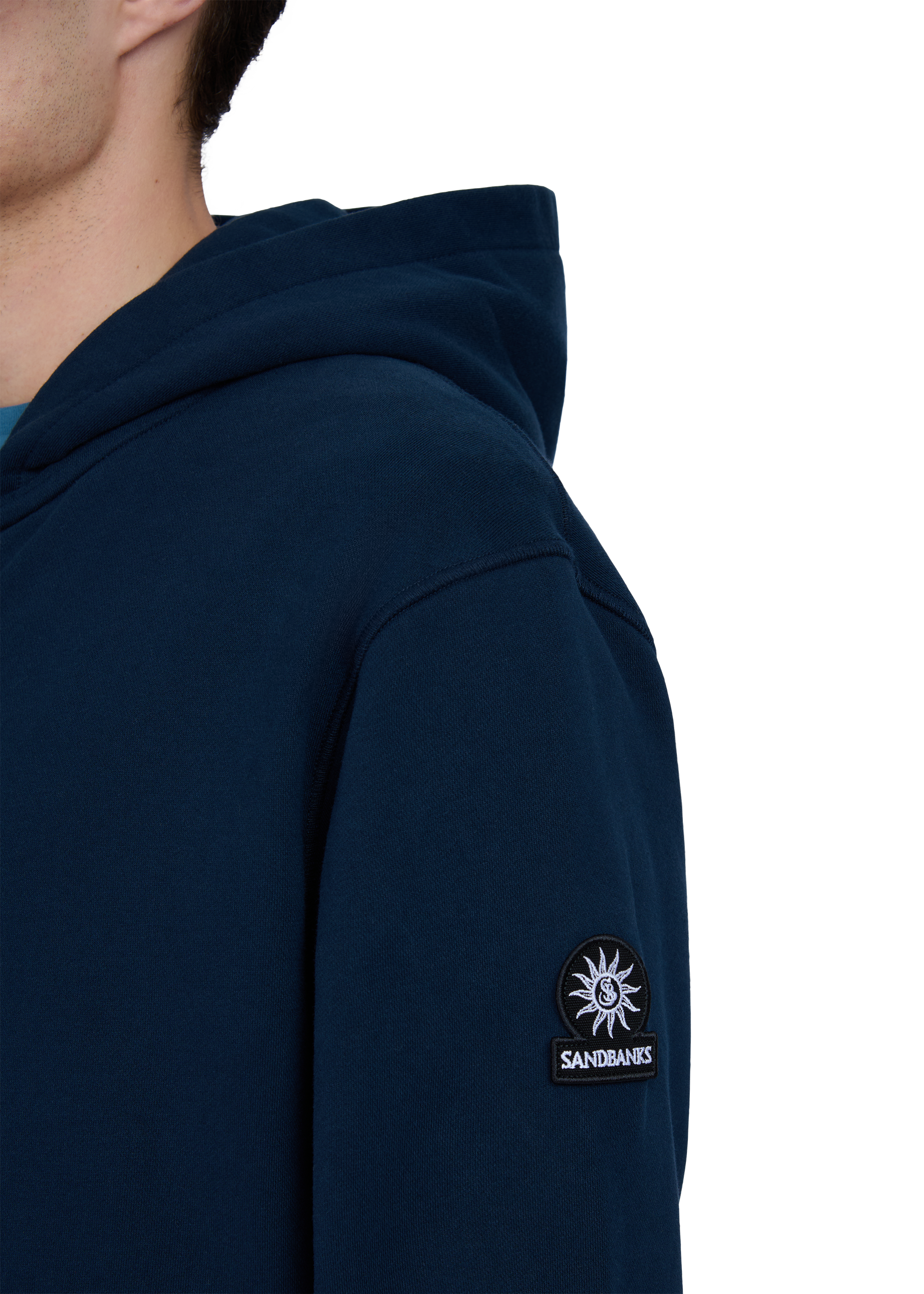 Sandbanks Badge Logo Zip Hoodie - Navy
