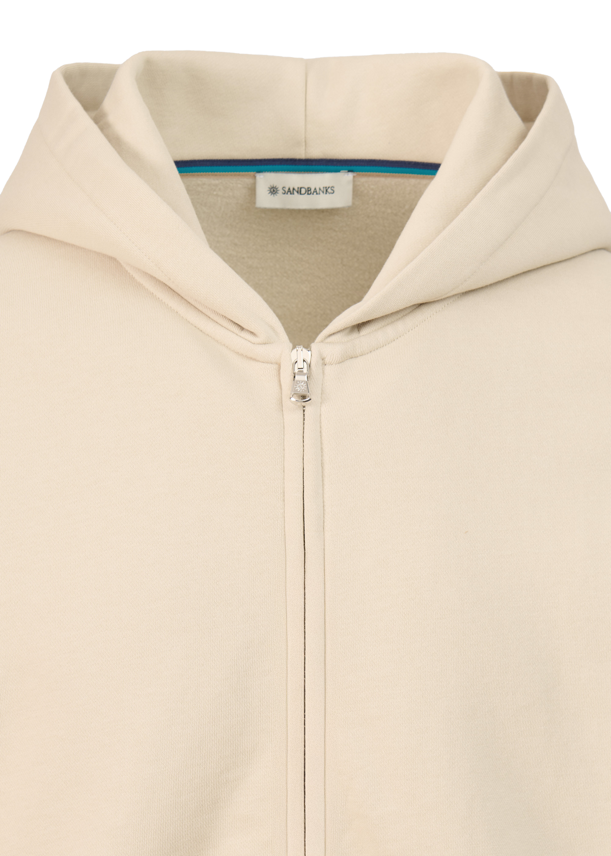 Sandbanks Badge Logo Zip Hoodie - Stone