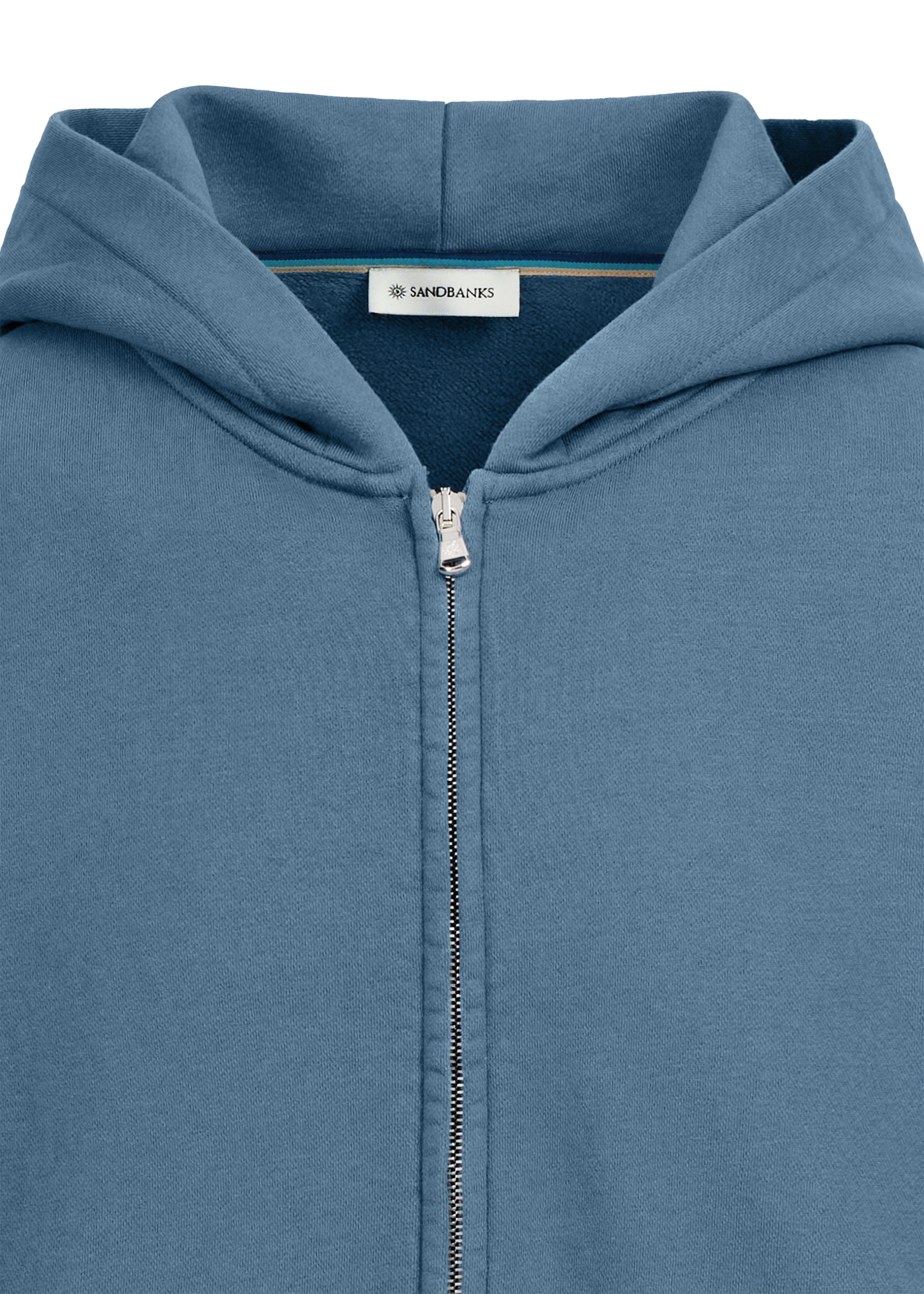 Sandbanks Badge Logo Zip Hoodie - Teal