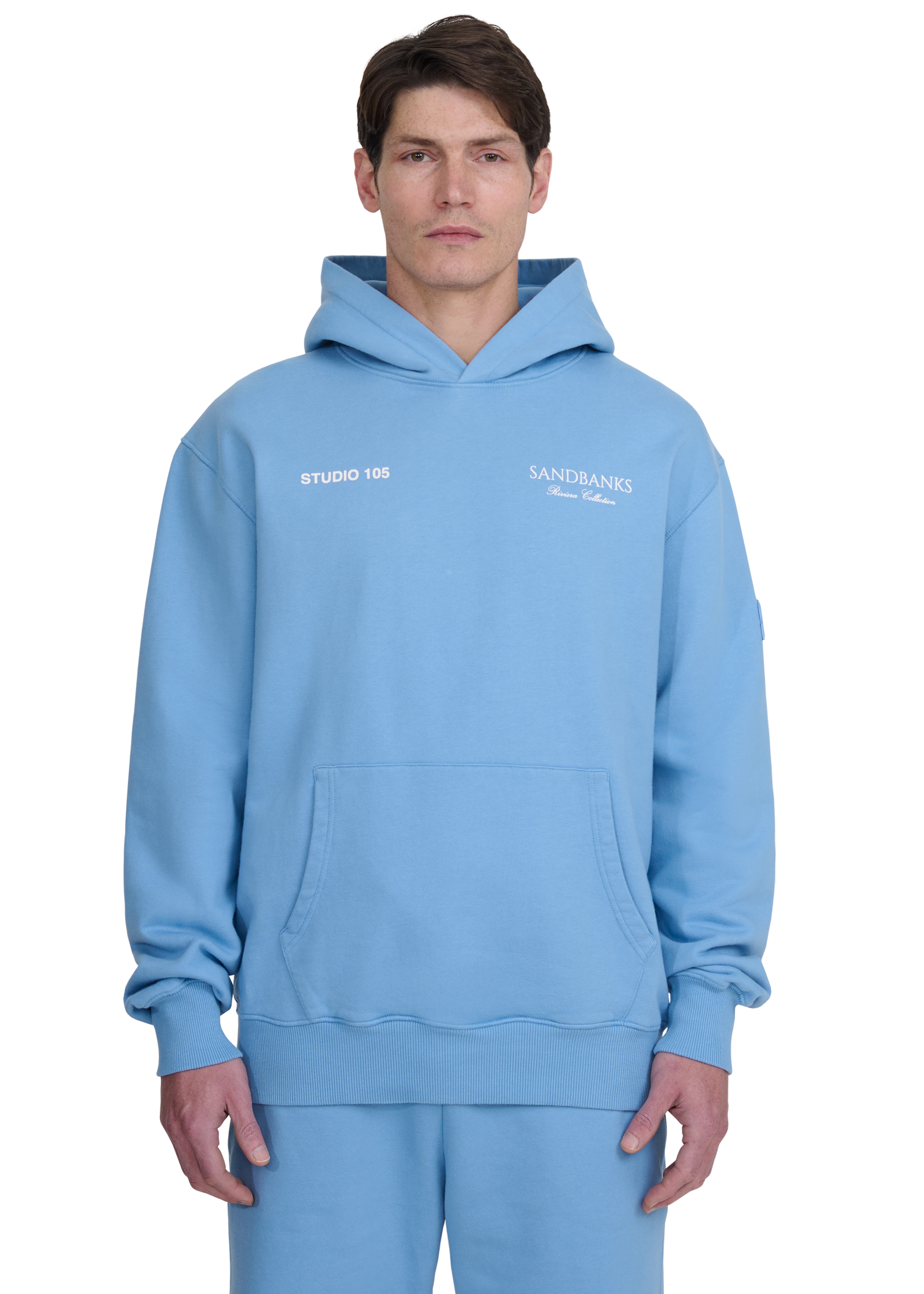 Sandbanks Riviera Collection Hoodie - Dusty Blue