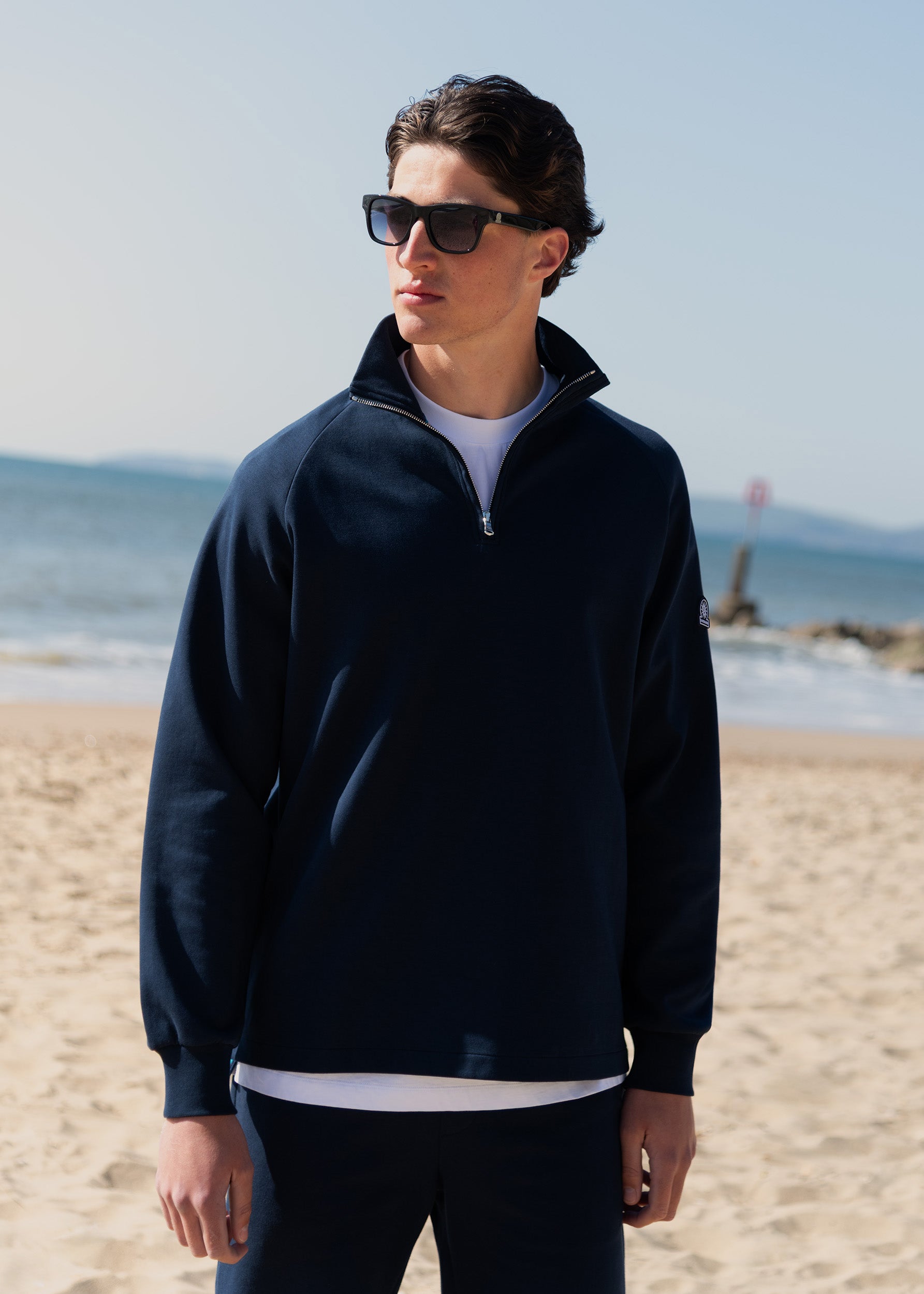 Sandbanks Interlock Quarter Zip - Navy