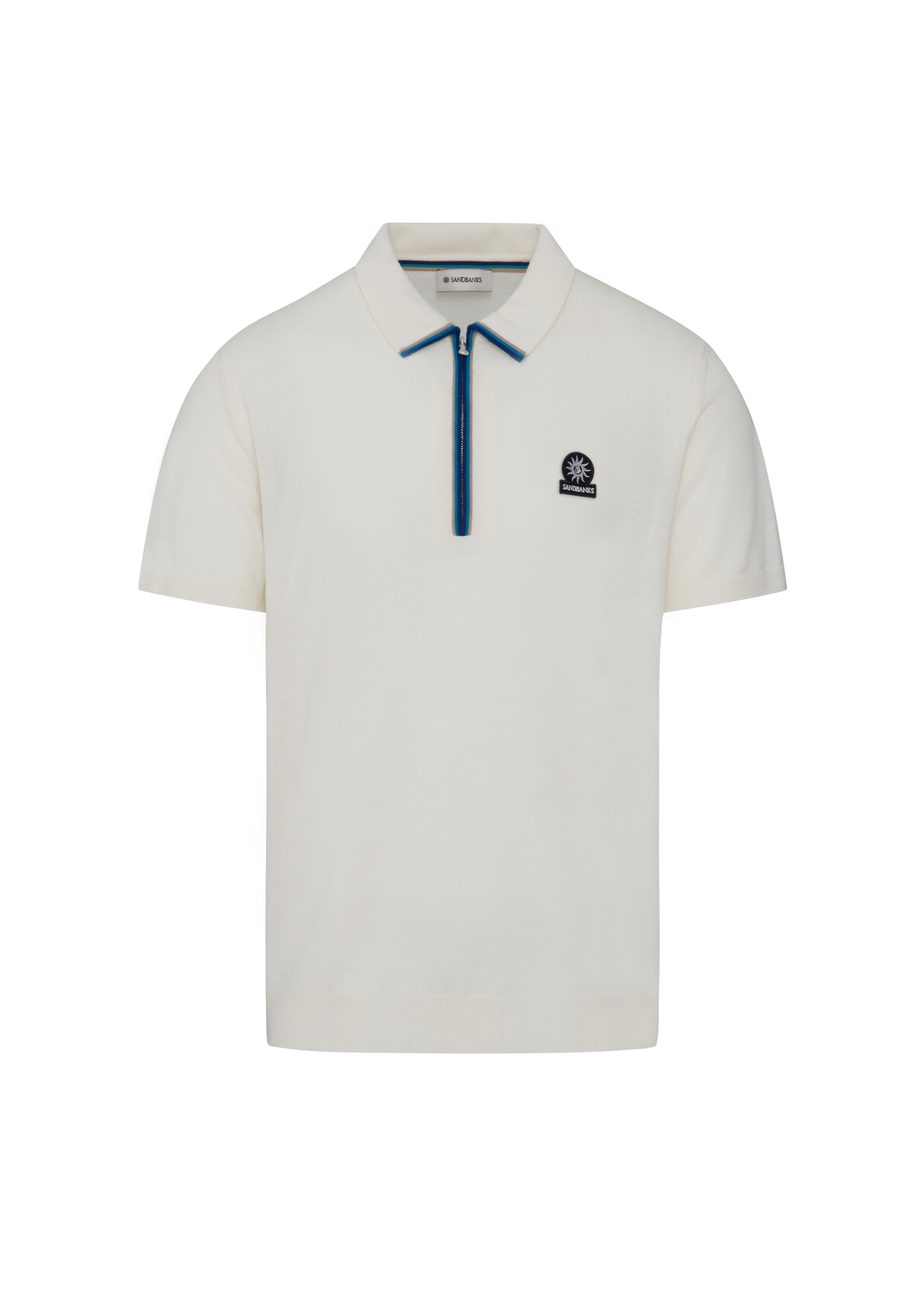 Sandbanks Merino Wool Zip Polo - Vanilla