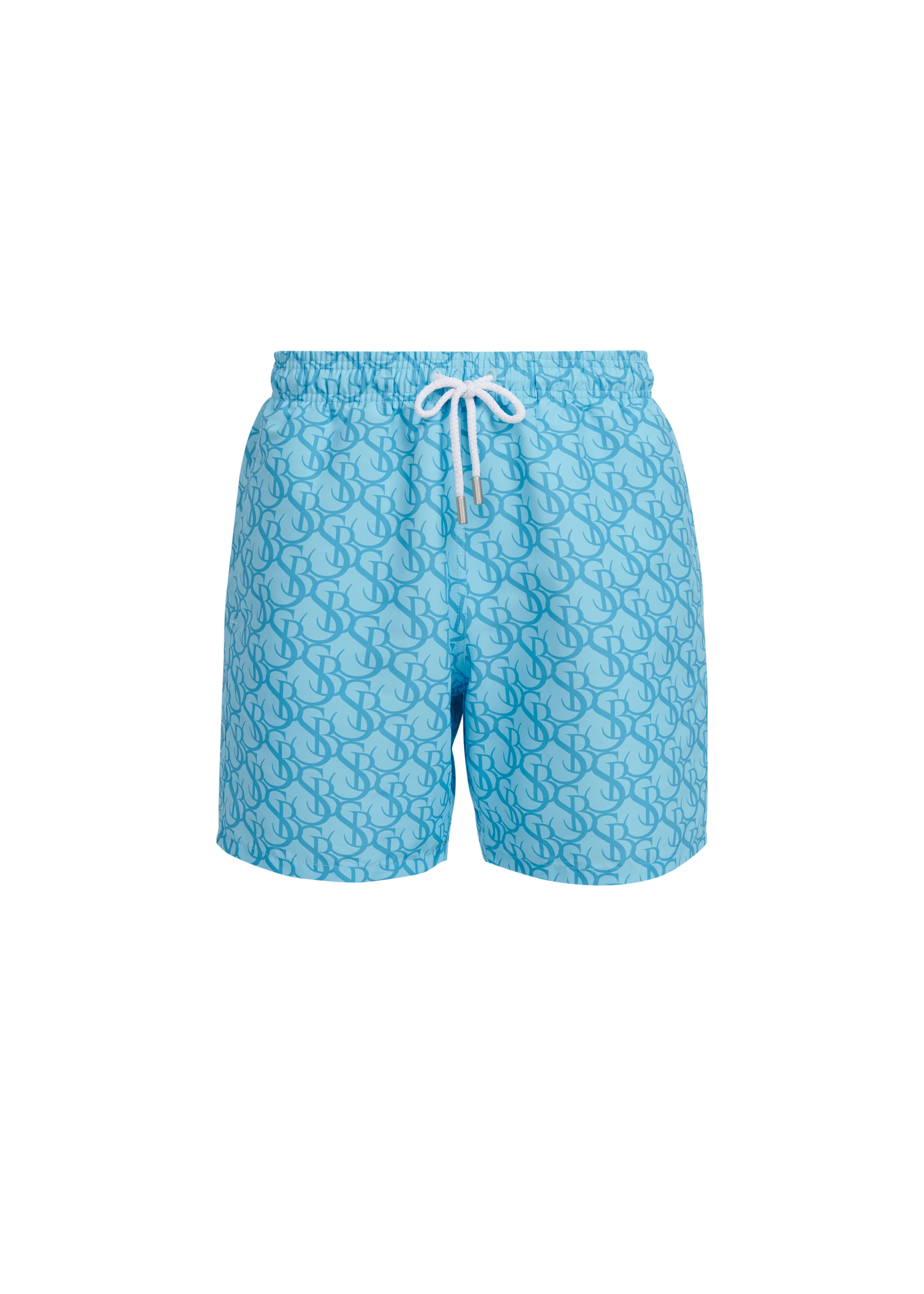 Sandbanks SB Monogram Swim Shorts - Aqua Blue