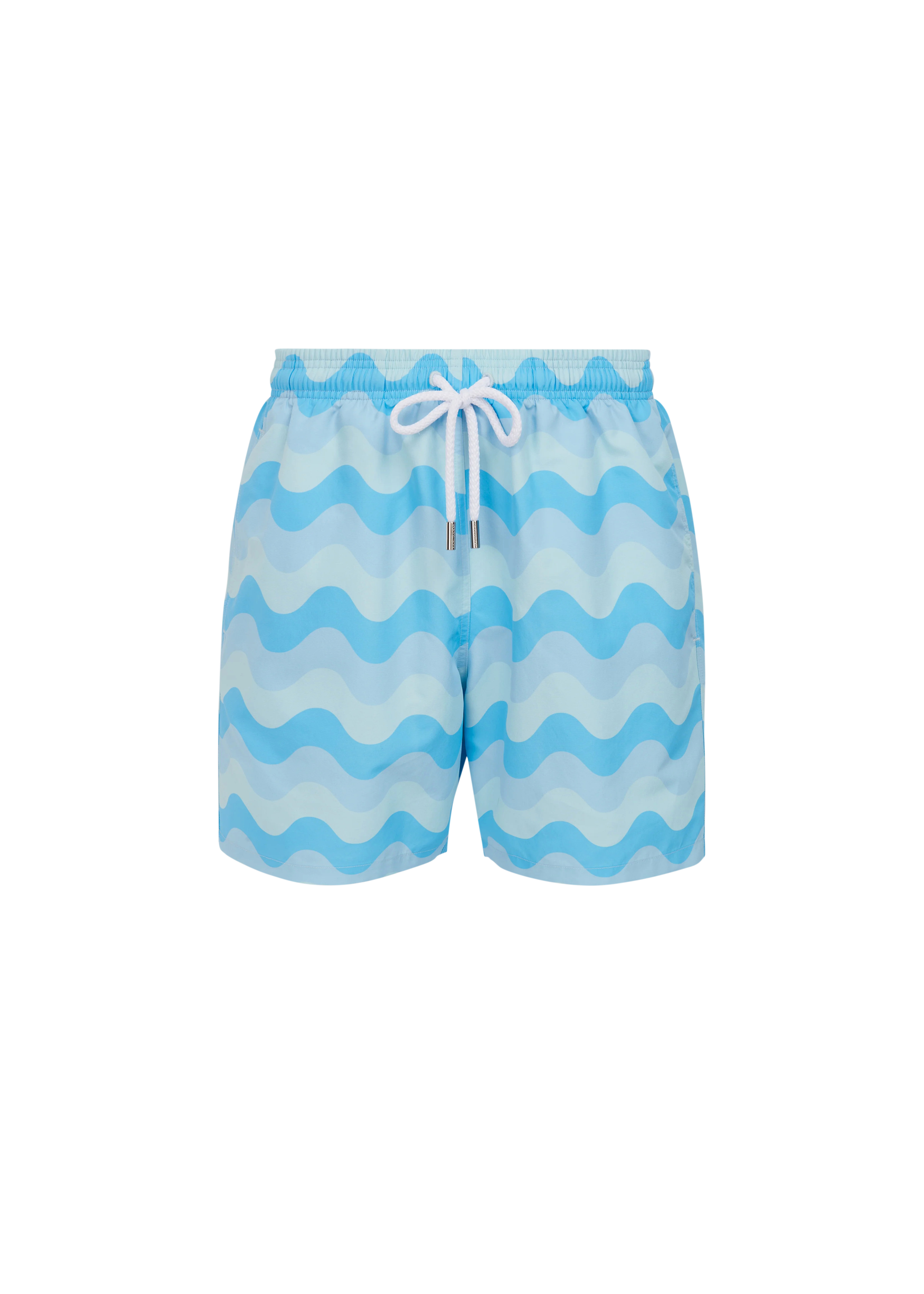 Sandbanks Geometric Wave Swim Shorts - Crystal Blue