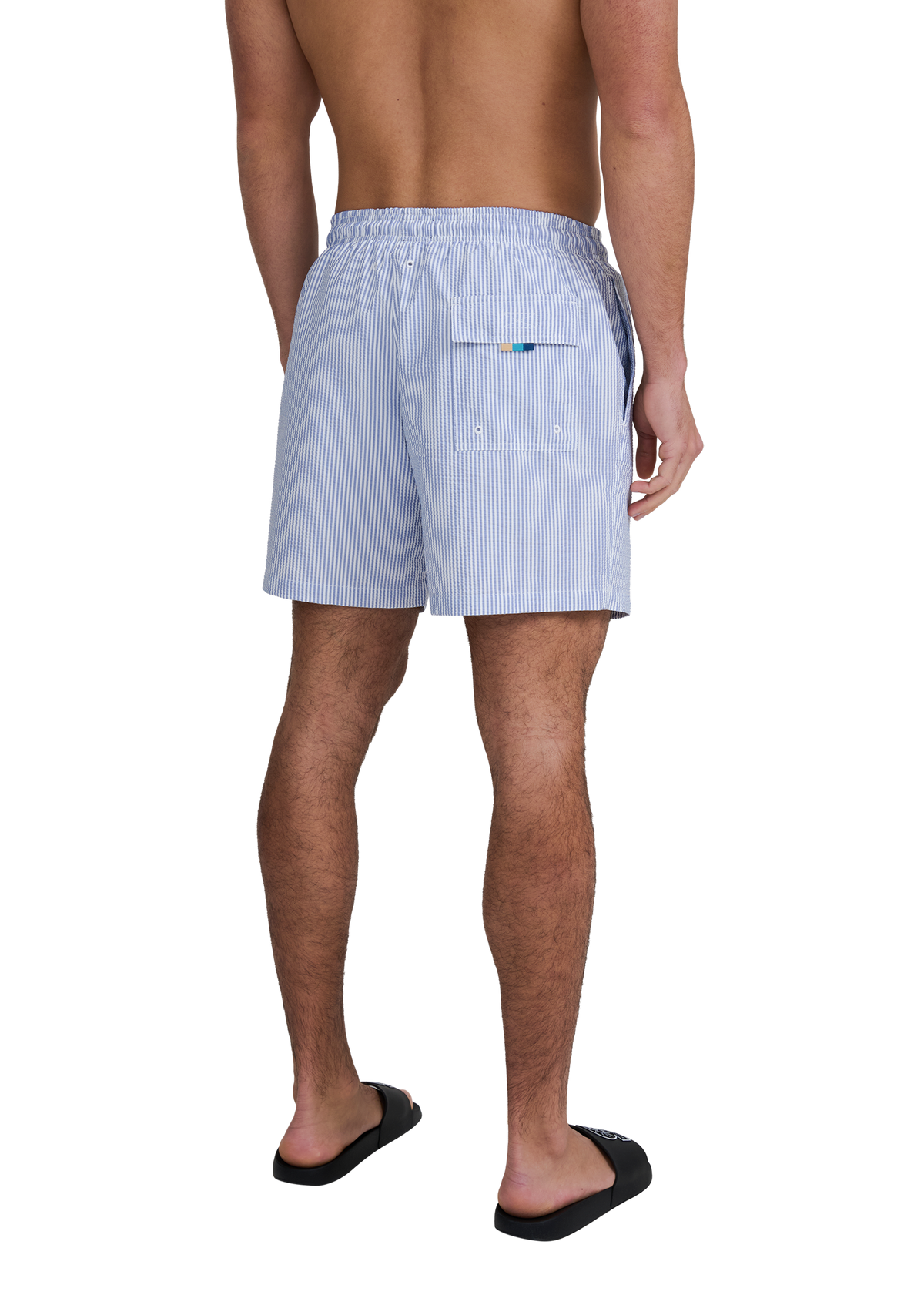 Sandbanks Striped Seersucker Swim Shorts - Navy/White