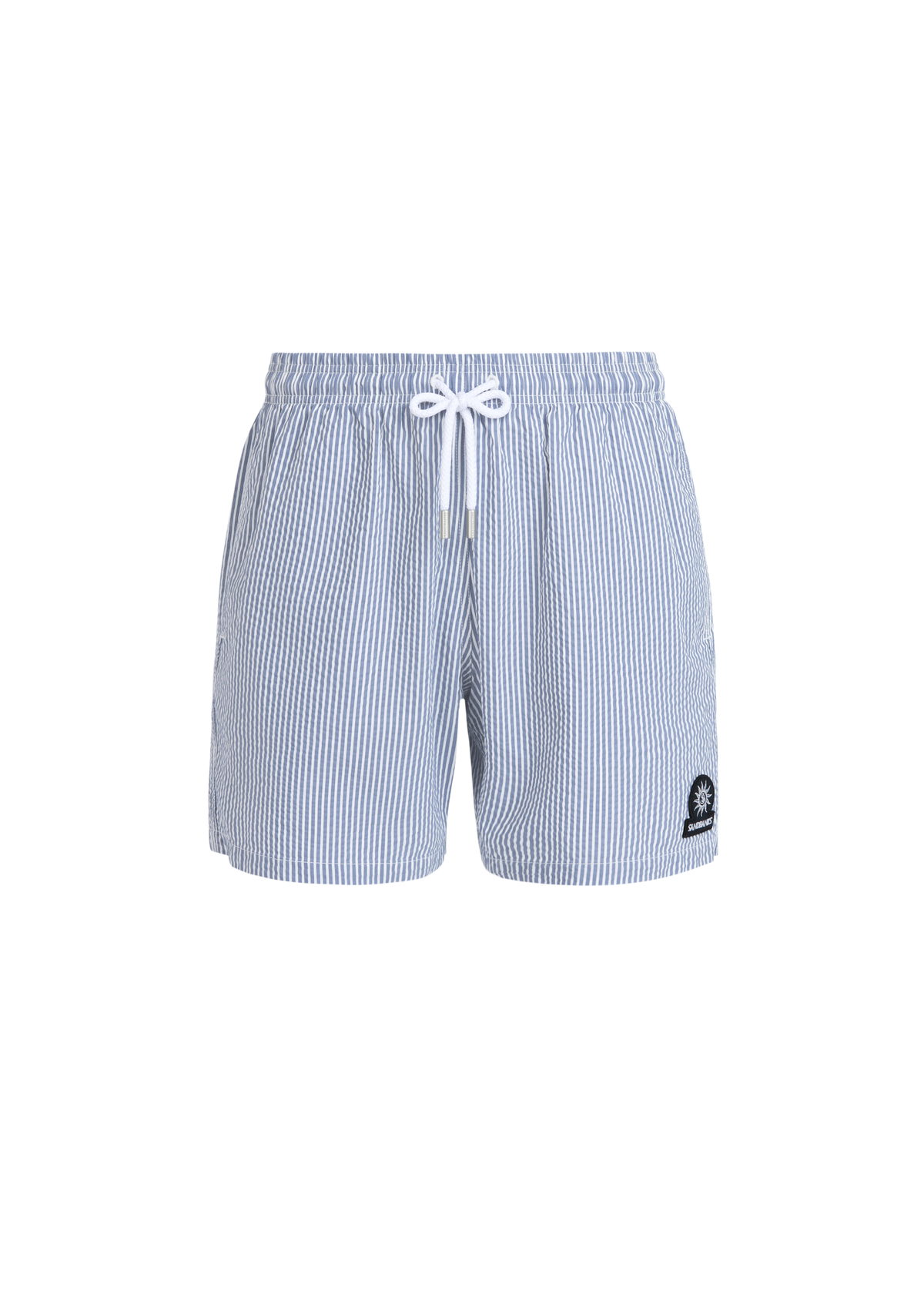 Sandbanks Striped Seersucker Swim Shorts - Navy/White