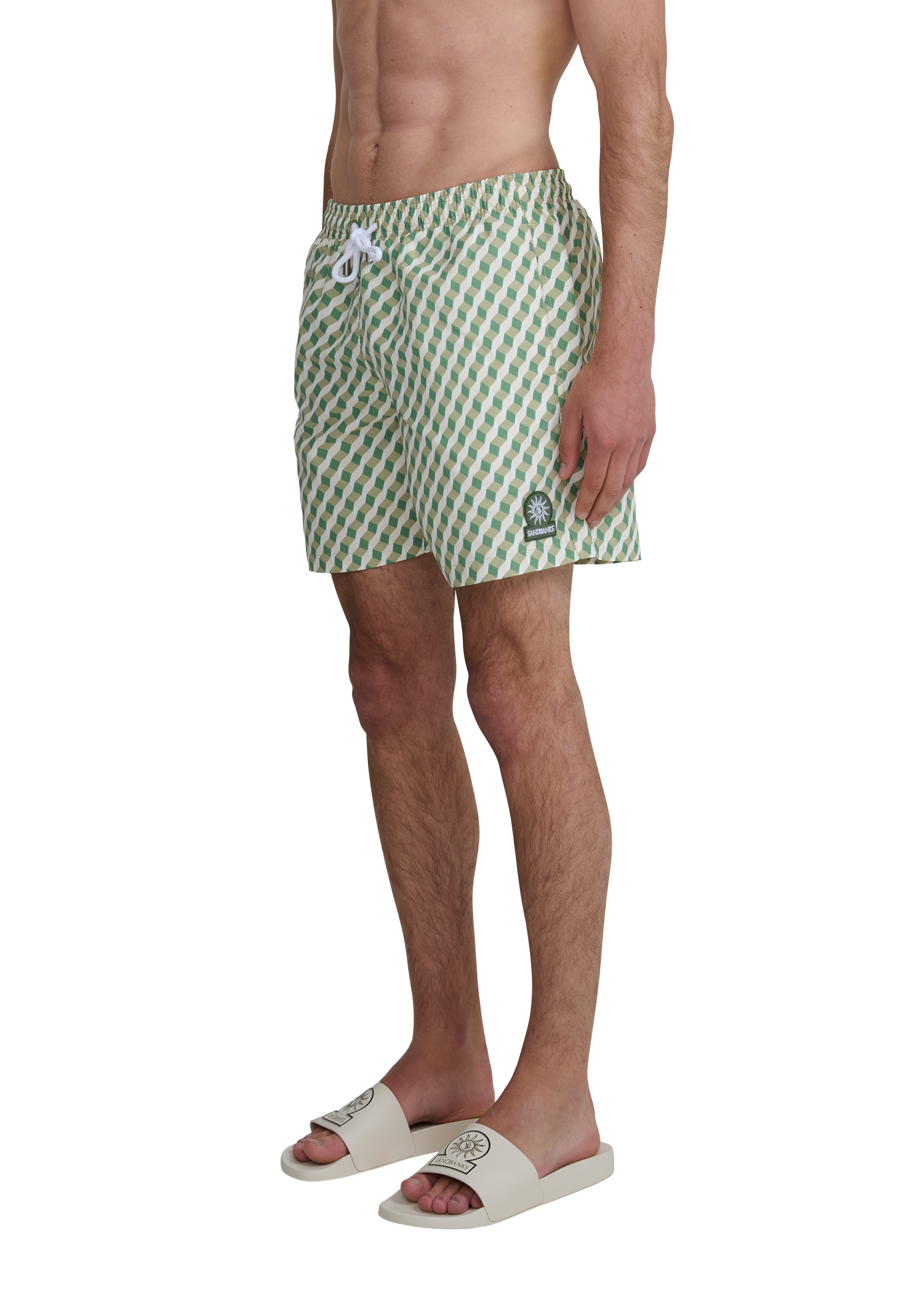 Geometric Swim Shorts - Sage