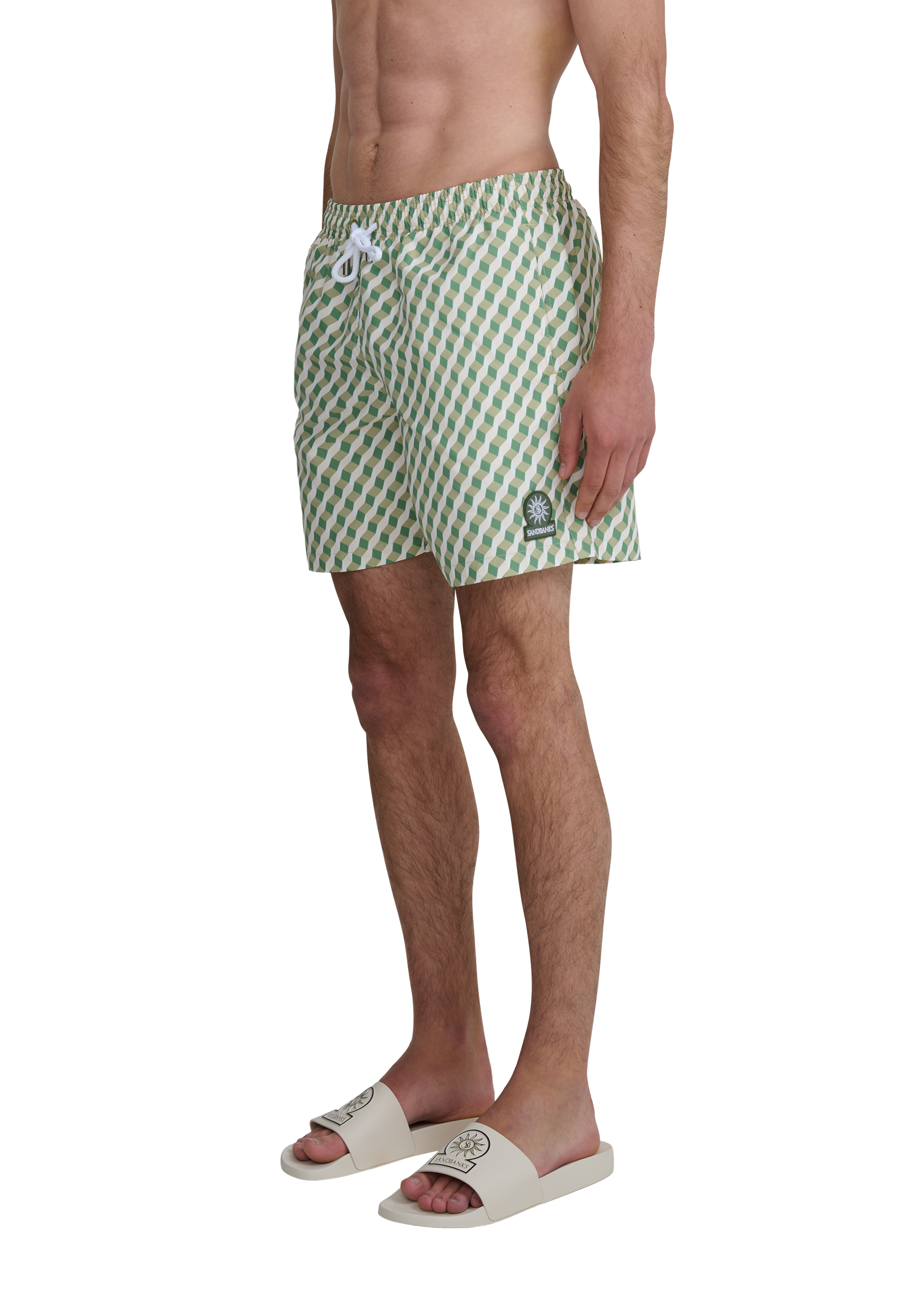 Geometric Swim Shorts - Sage