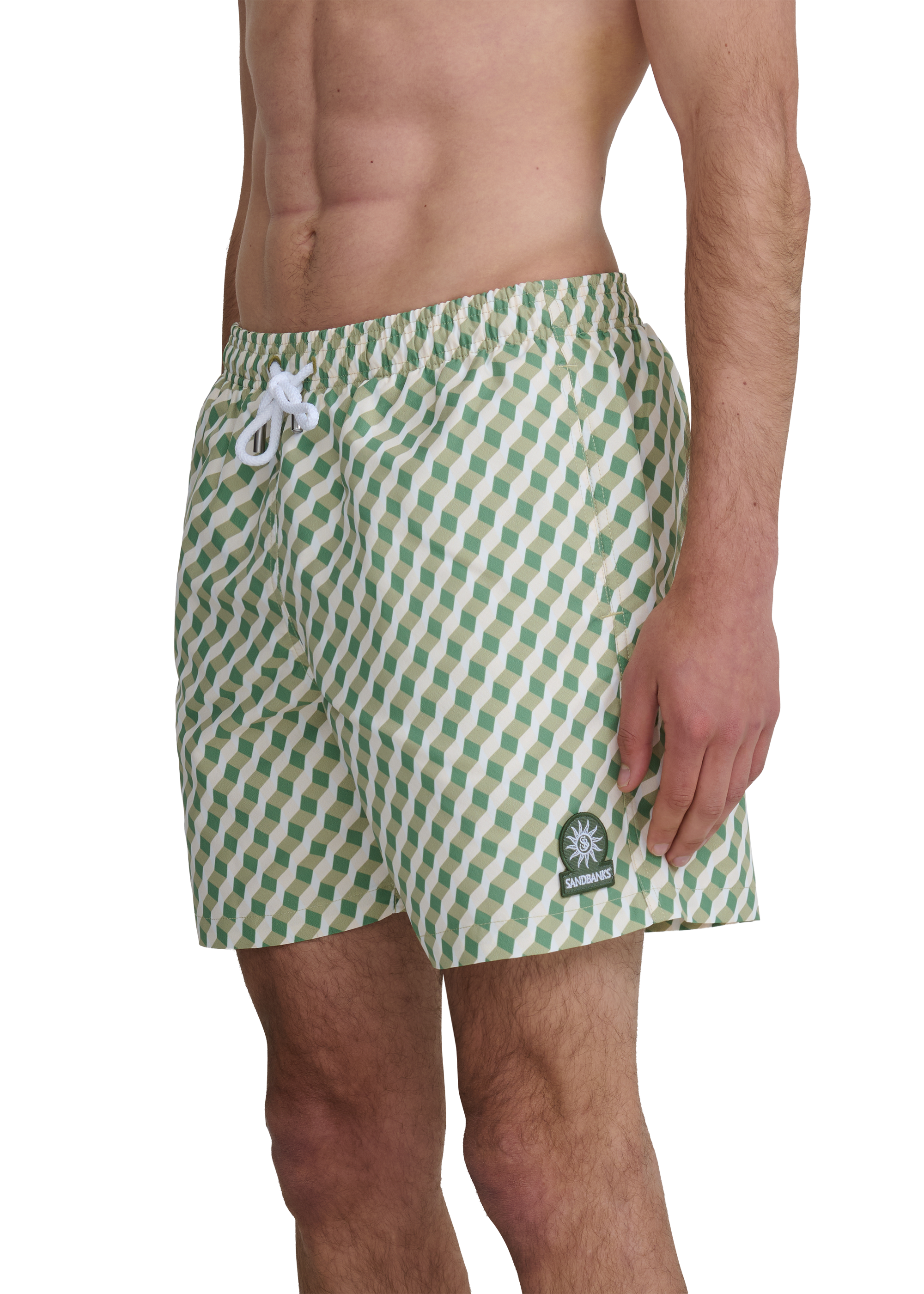 Geometric Swim Shorts - Sage