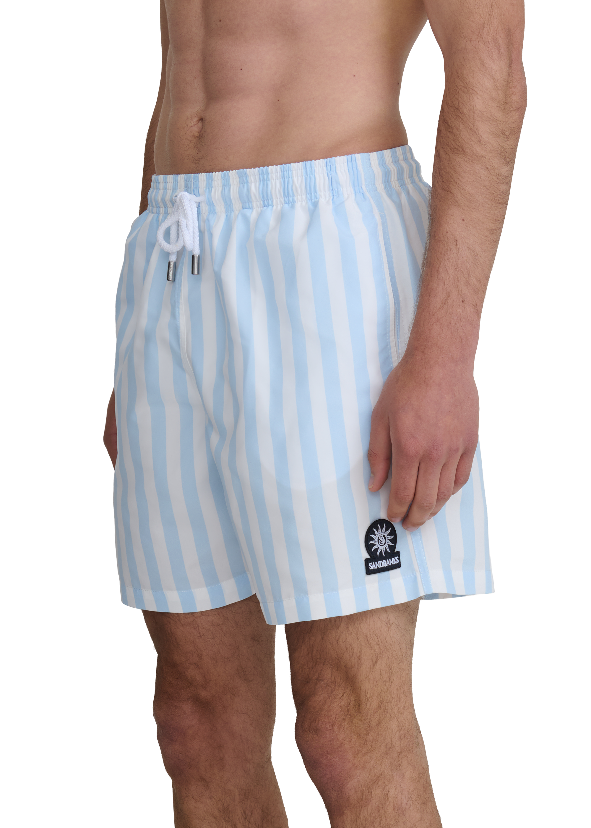 Wide Stripe Swim Short - Crystal Blue