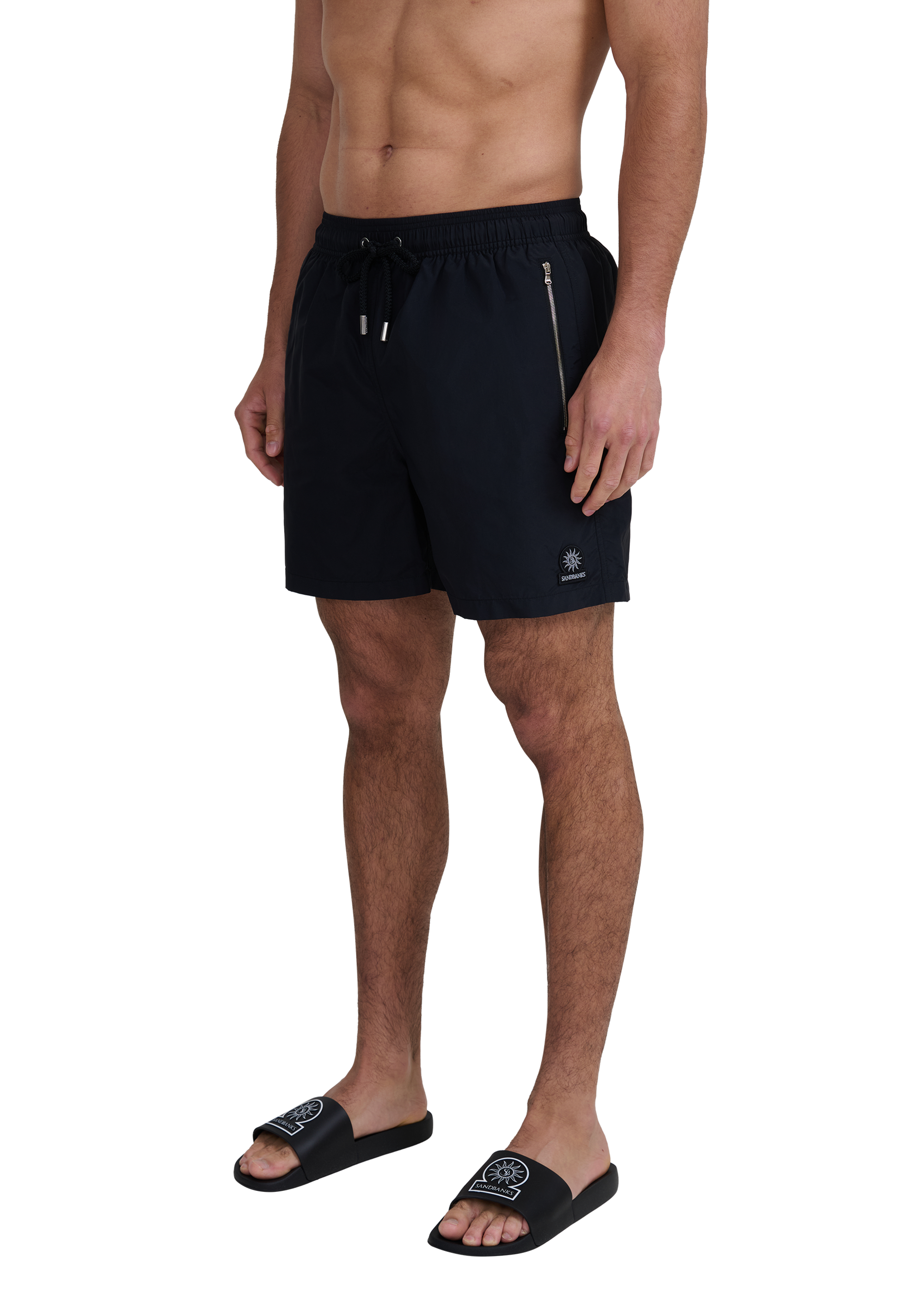 Nylon Zip Swim Short - Black