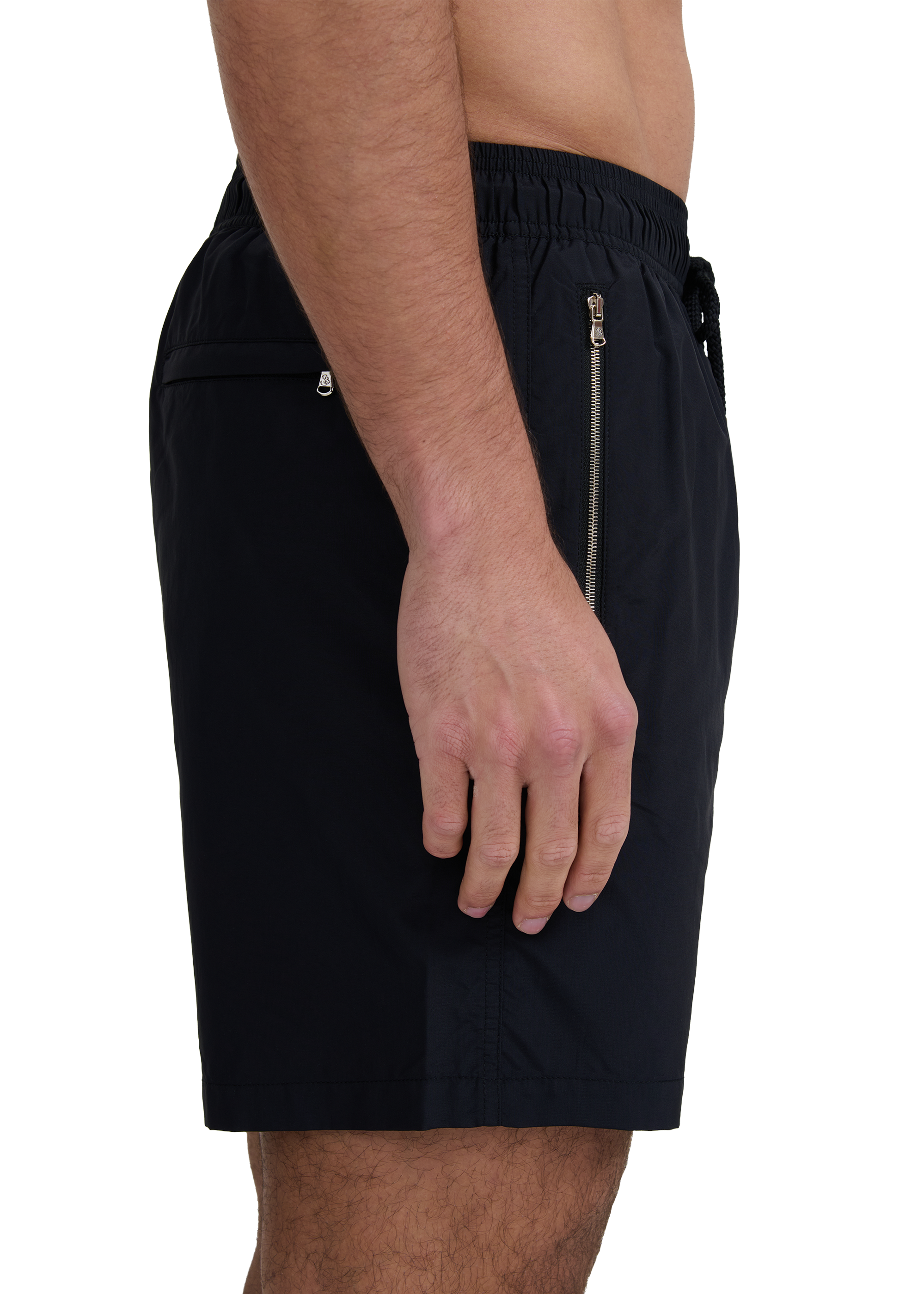 Nylon Zip Swim Short - Black