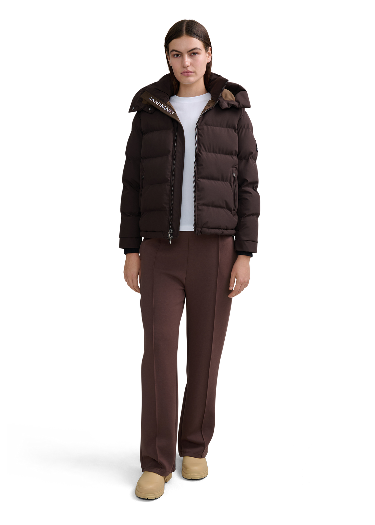 Sandbanks Belle Puffer Jacket - Brown