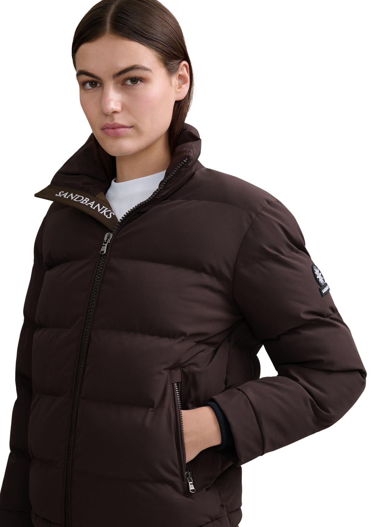 Sandbanks Belle Puffer Jacket - Brown