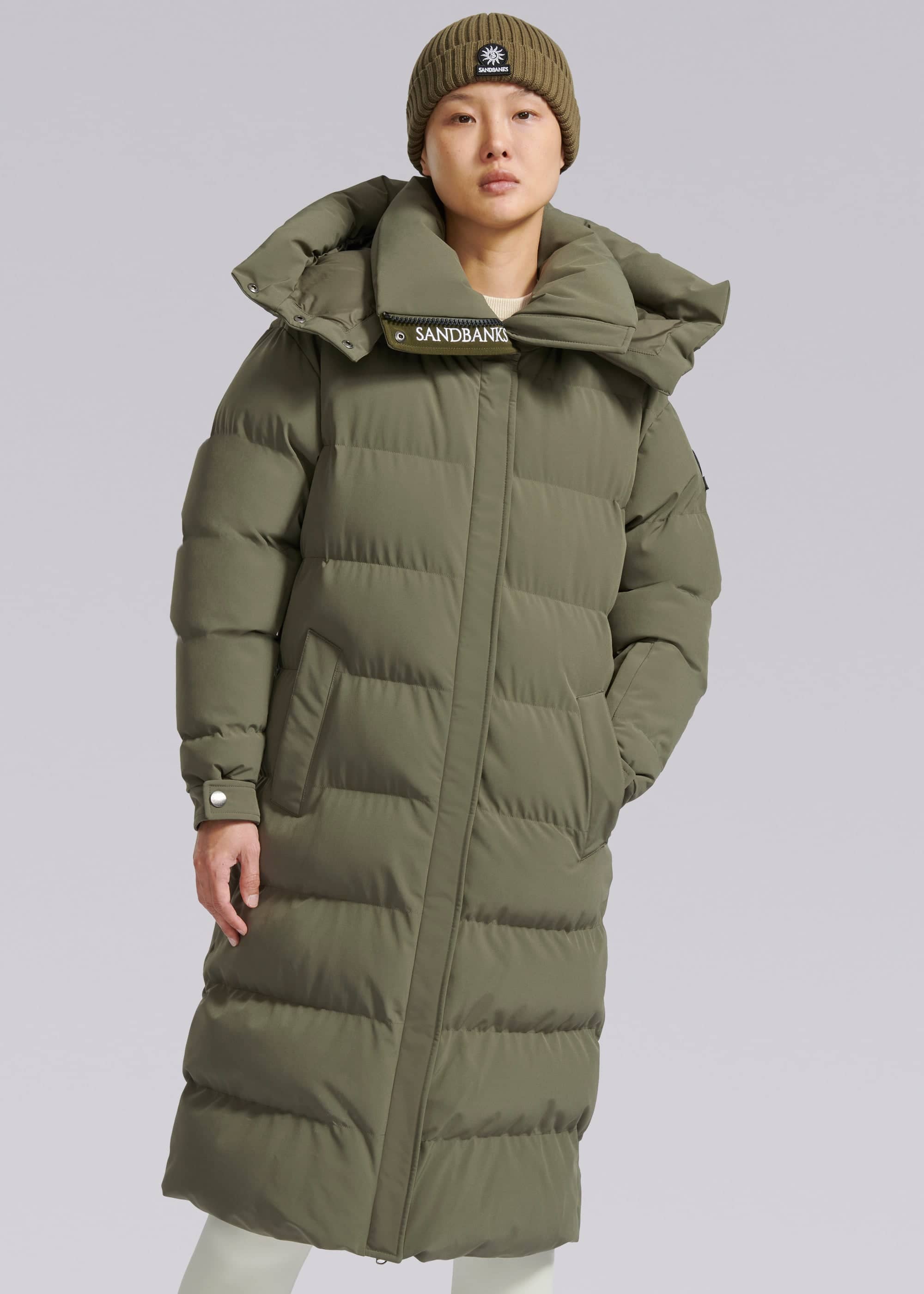 Sandbanks Haven Oversized Long Puffer - Khaki - Sandbanks