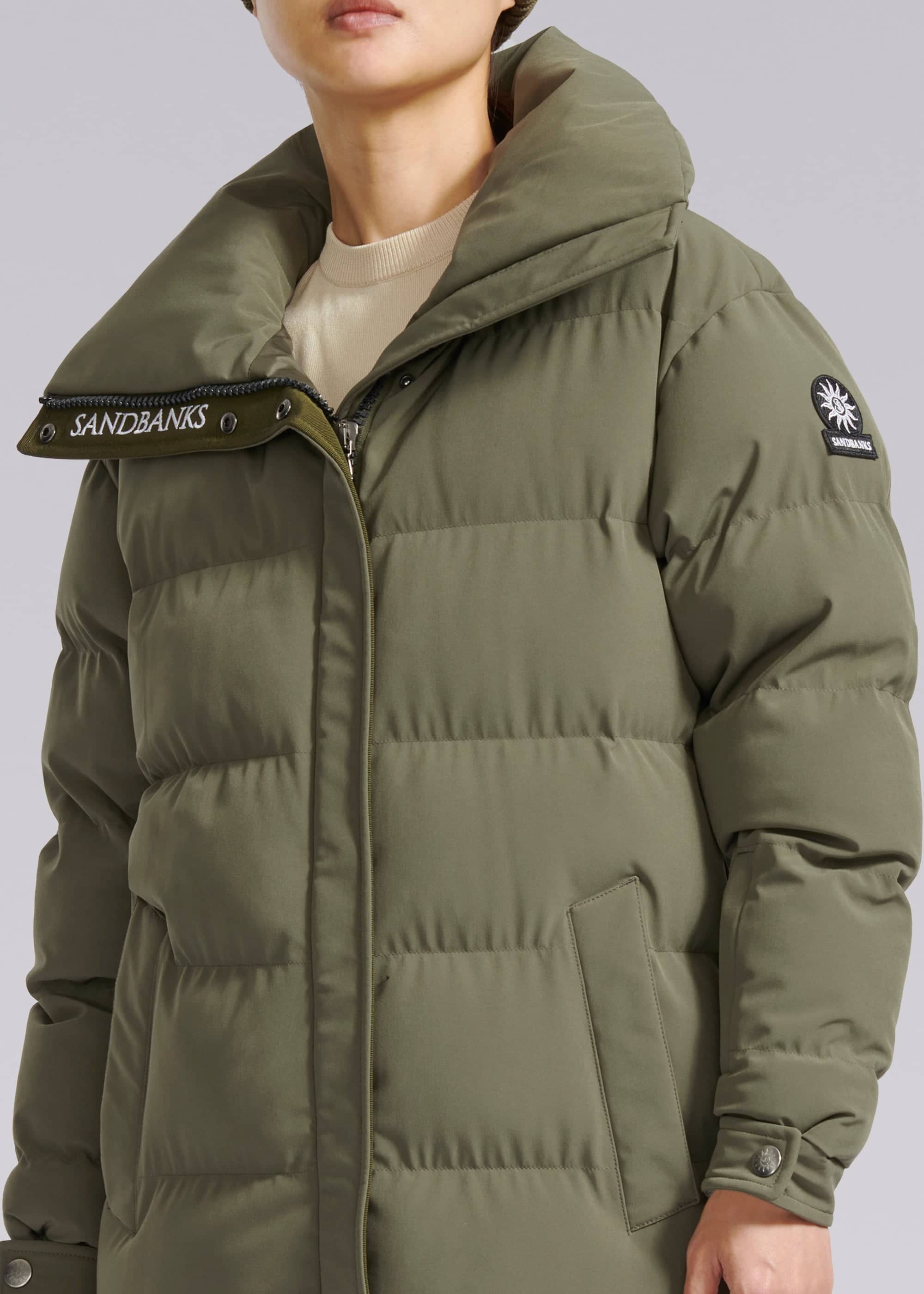 Sandbanks Haven Oversized Long Puffer - Khaki - Sandbanks