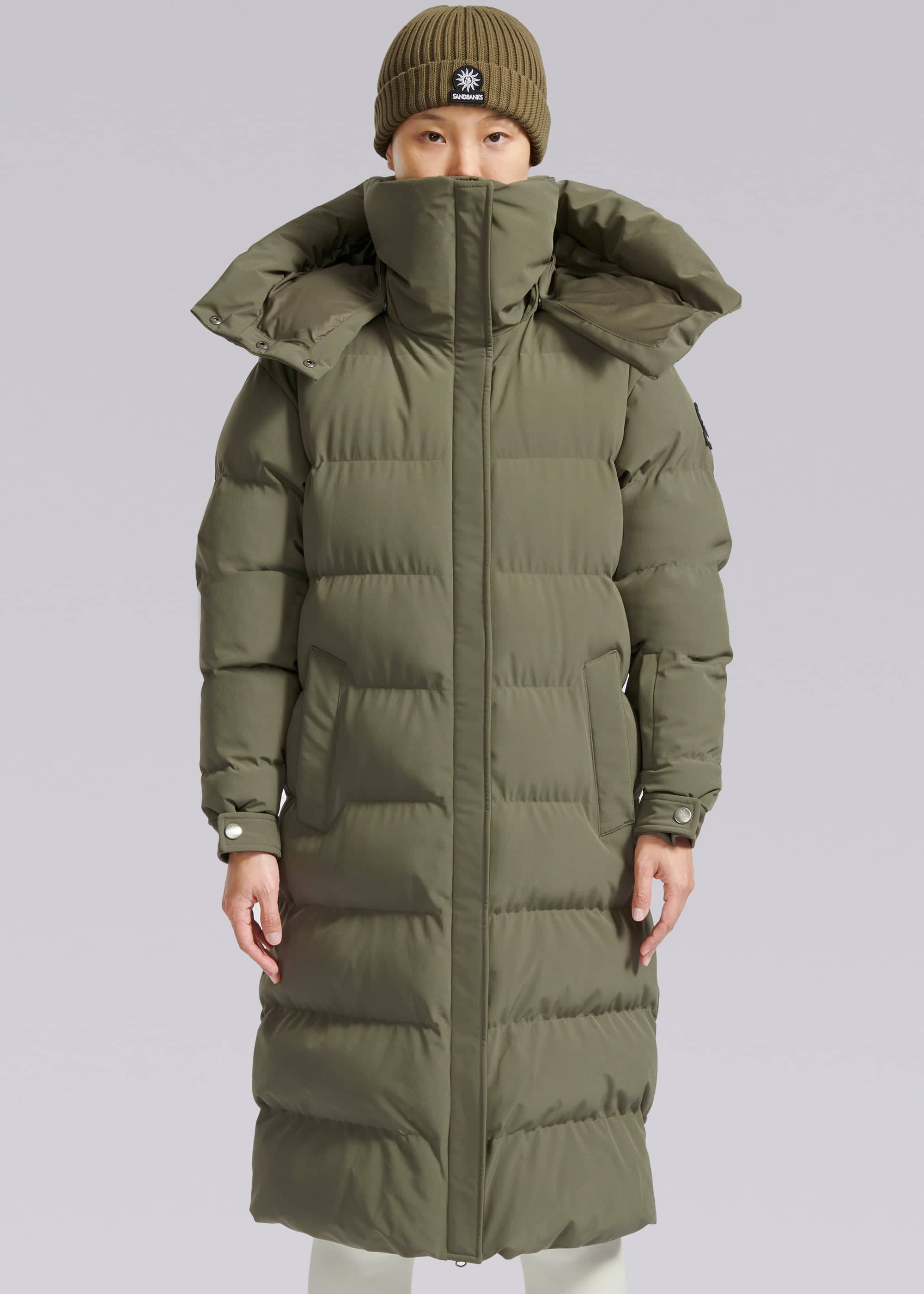 Sandbanks Haven Oversized Long Puffer - Khaki - Sandbanks