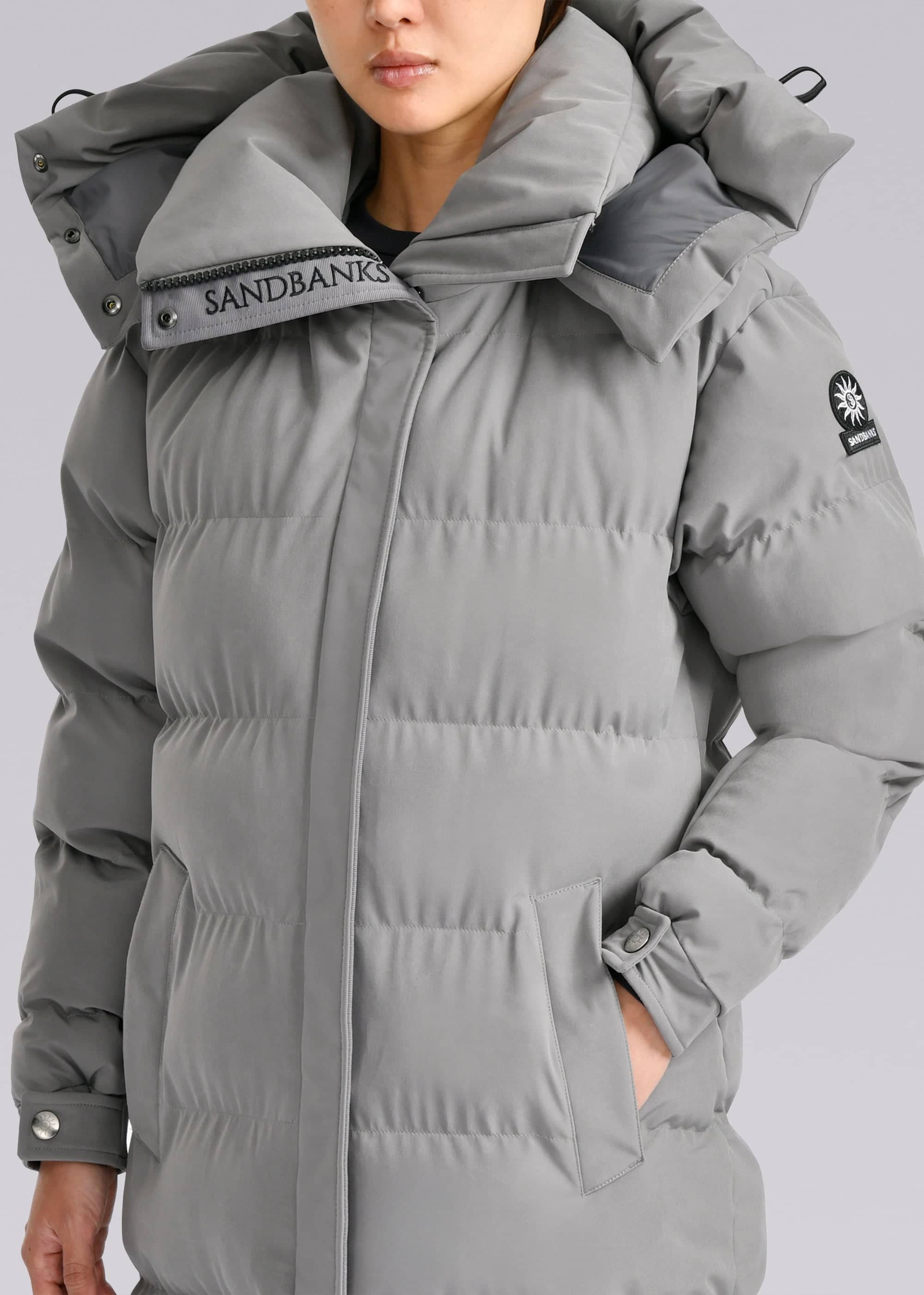 Sandbanks Haven Oversized Long Puffer - Light Grey - Sandbanks