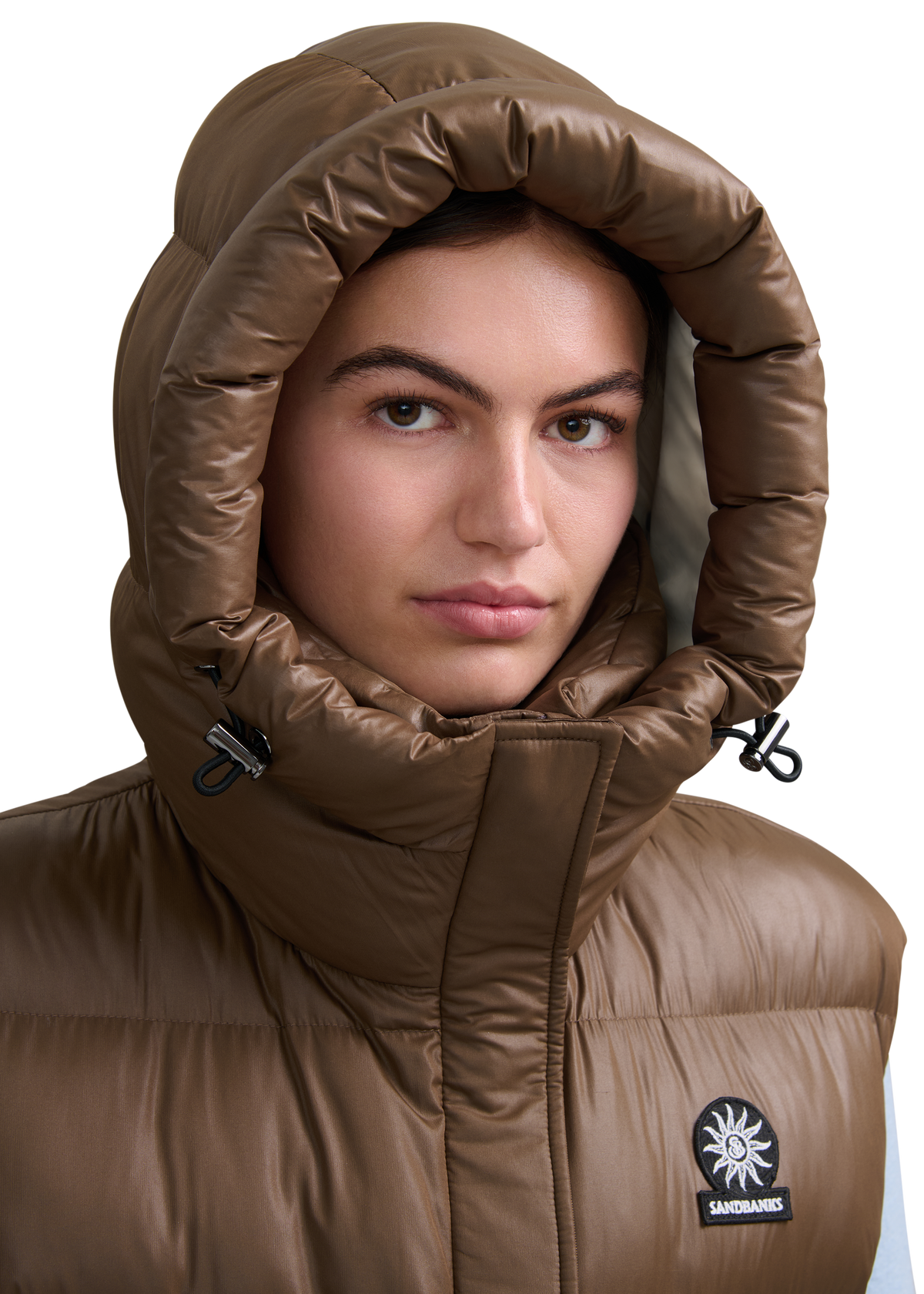Sandbanks Shell Bay Hooded Long Gilet - Brown