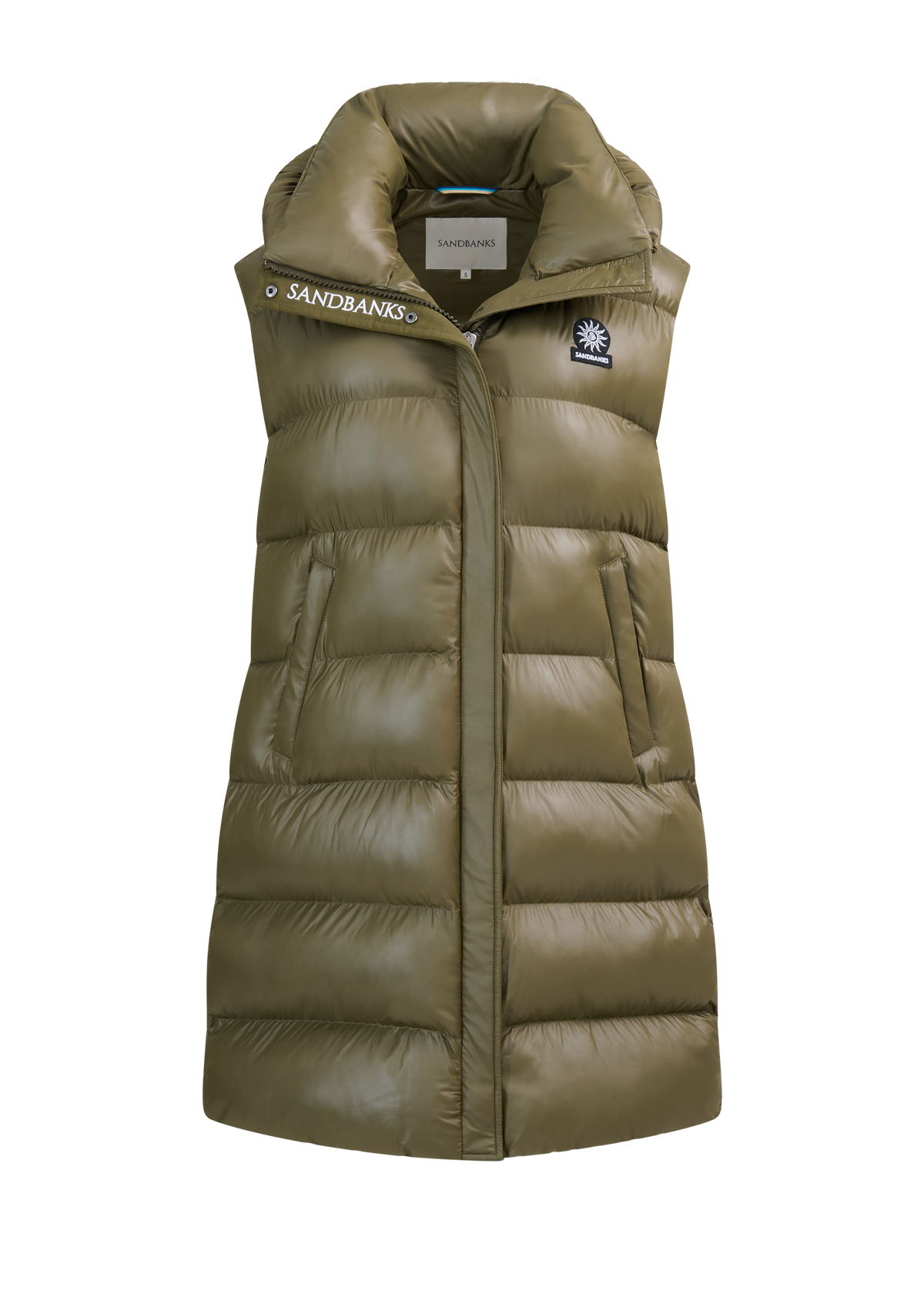 Sandbanks Shell Bay Hooded Long Gilet - Olive
