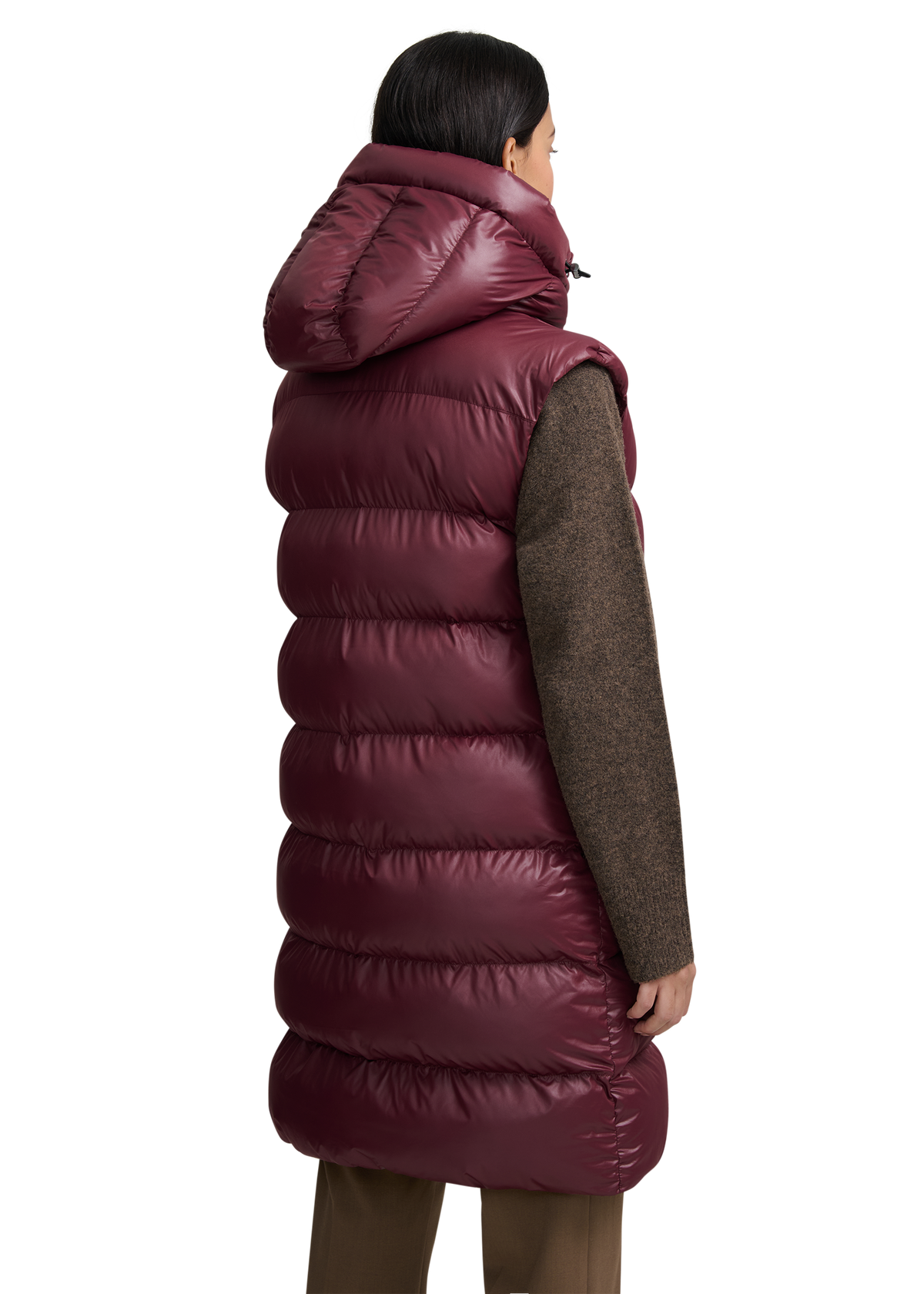 Sandbanks Shell Bay Hooded Long Gilet - Port